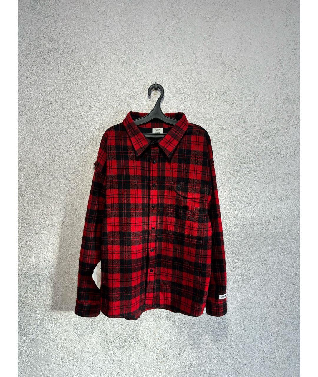 VETEMENTS Красная хлопковая кэжуал рубашка, фото 6