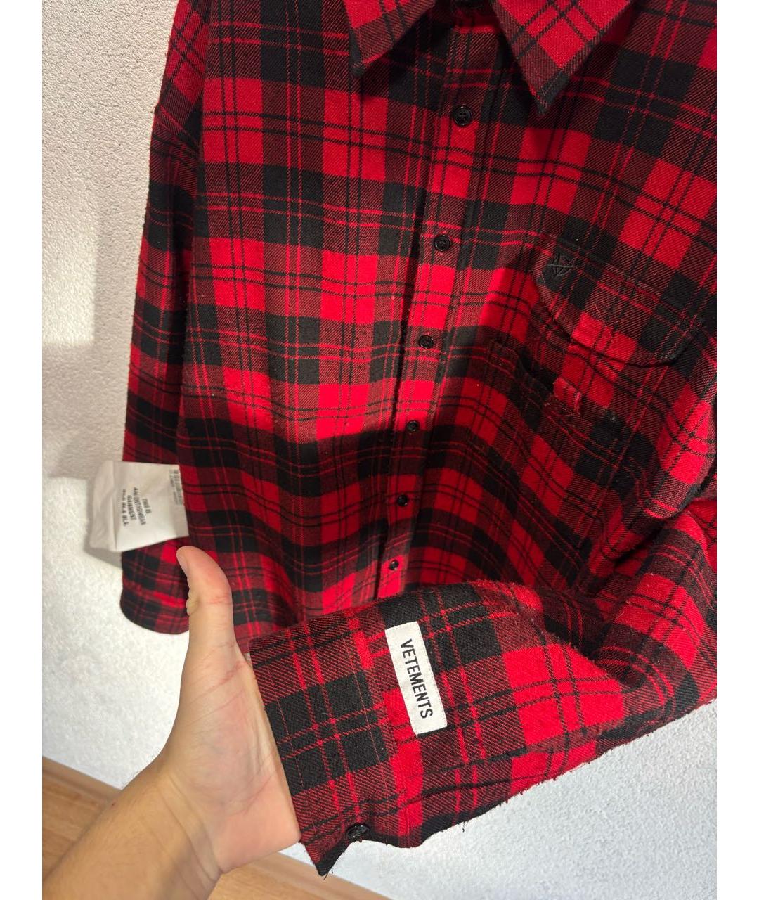 VETEMENTS Красная хлопковая кэжуал рубашка, фото 4