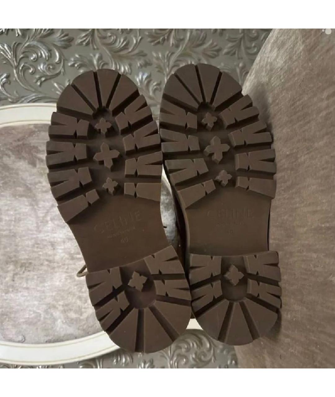 CELINE Коричневые кожаные ботинки, фото 3