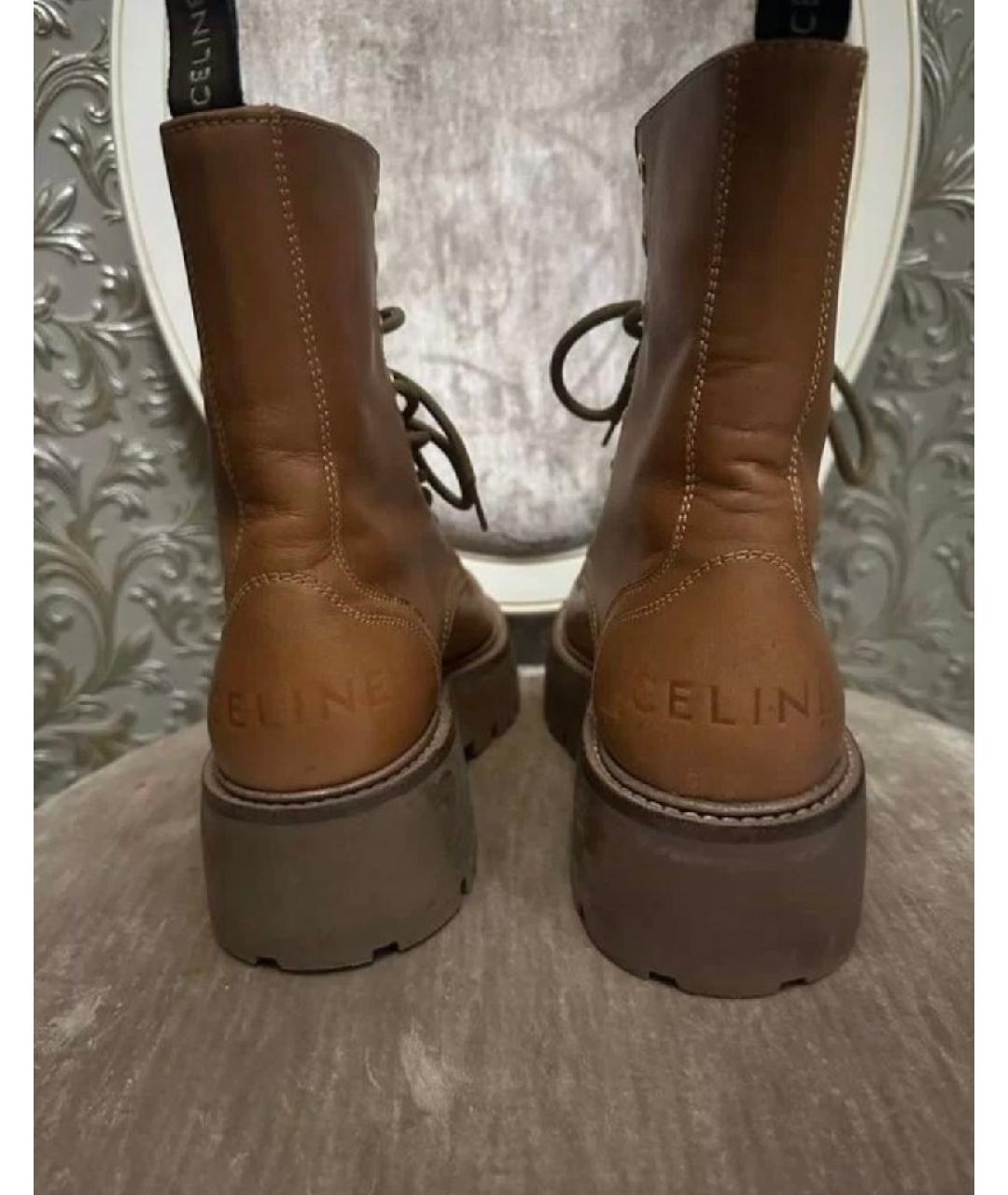 CELINE Коричневые кожаные ботинки, фото 4