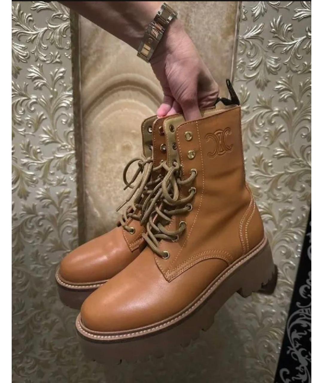 CELINE Коричневые кожаные ботинки, фото 7