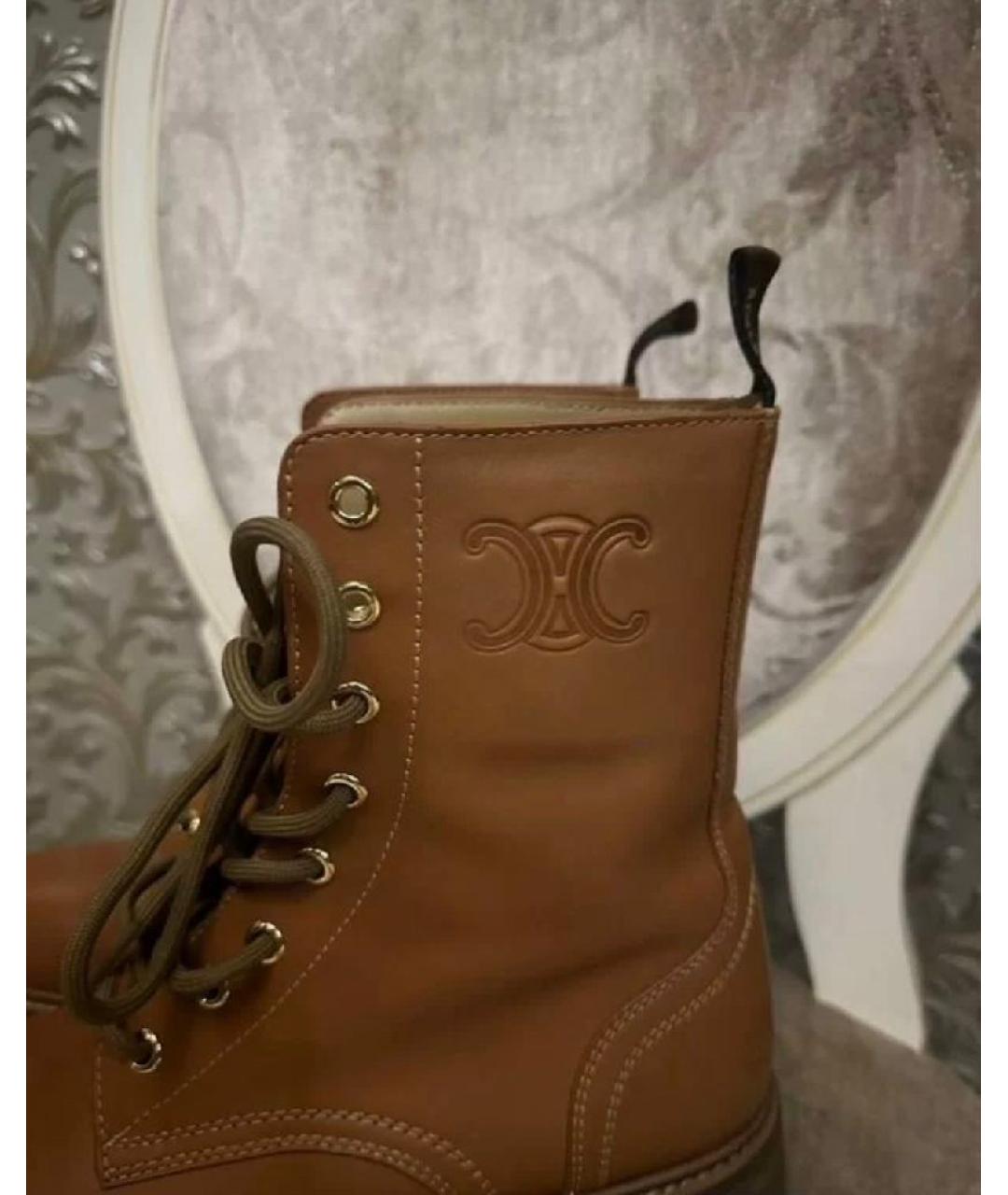 CELINE Коричневые кожаные ботинки, фото 5