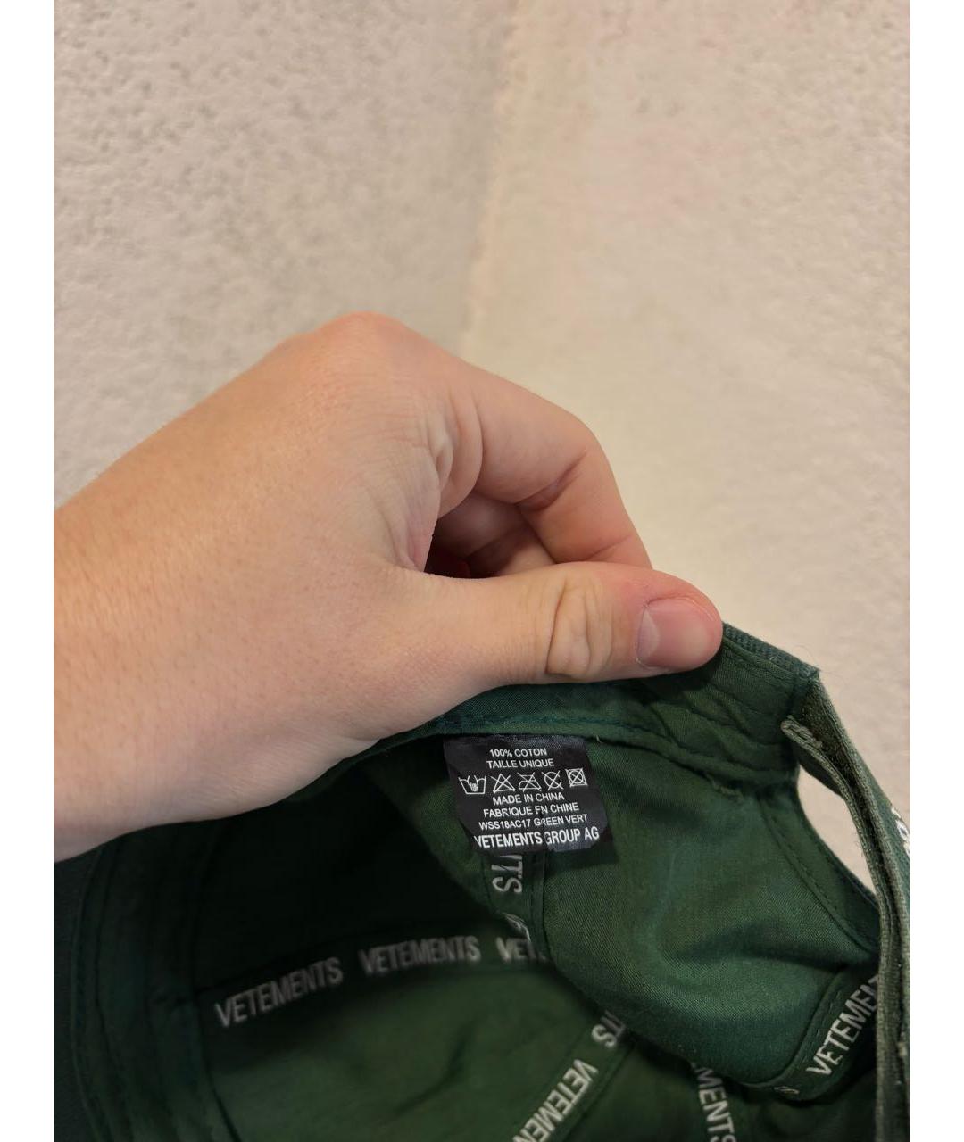 VETEMENTS Зеленая хлопковая кепка, фото 4