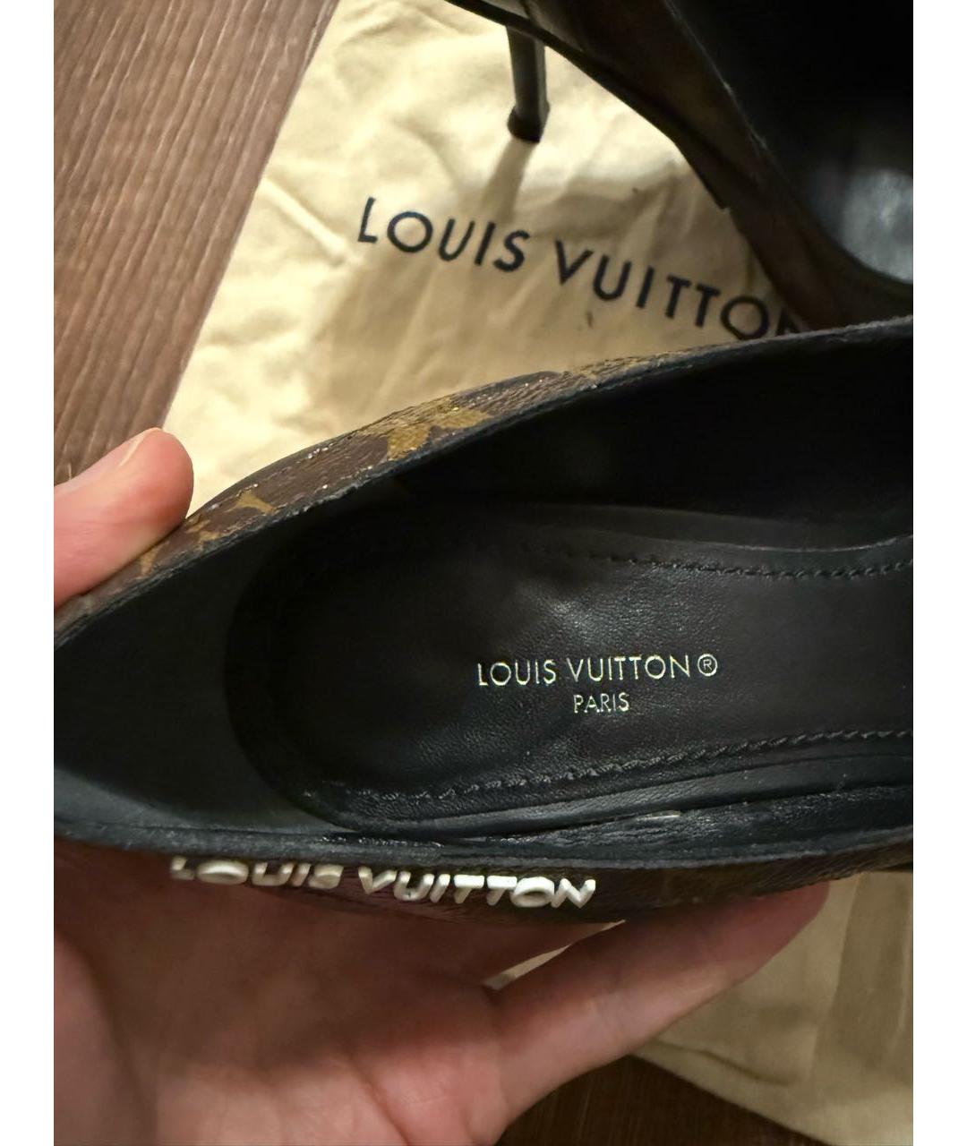 LOUIS VUITTON Черные кожаные лодочки на низком каблуке, фото 6