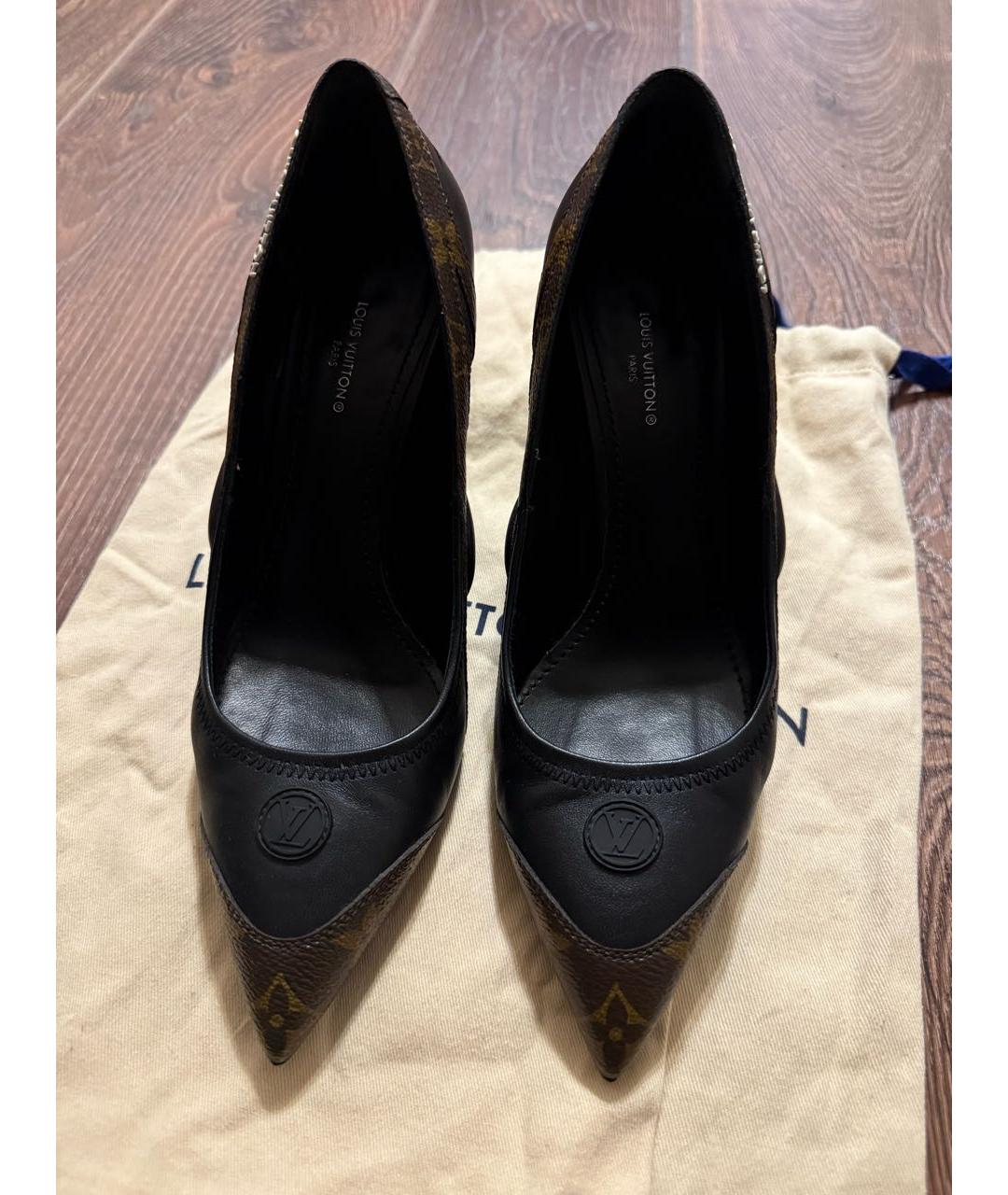 LOUIS VUITTON Черные кожаные лодочки на низком каблуке, фото 2