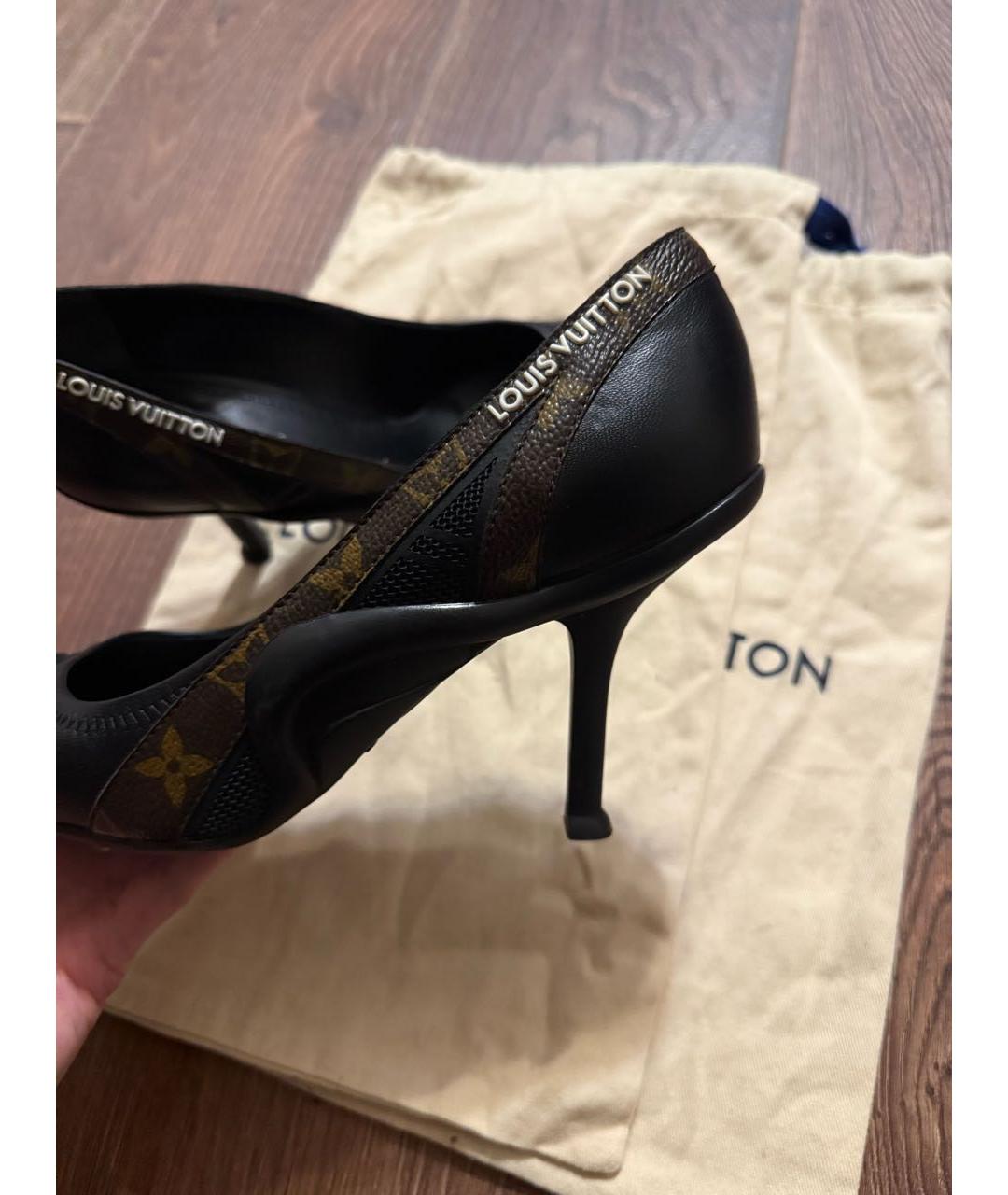 LOUIS VUITTON Черные кожаные лодочки на низком каблуке, фото 5