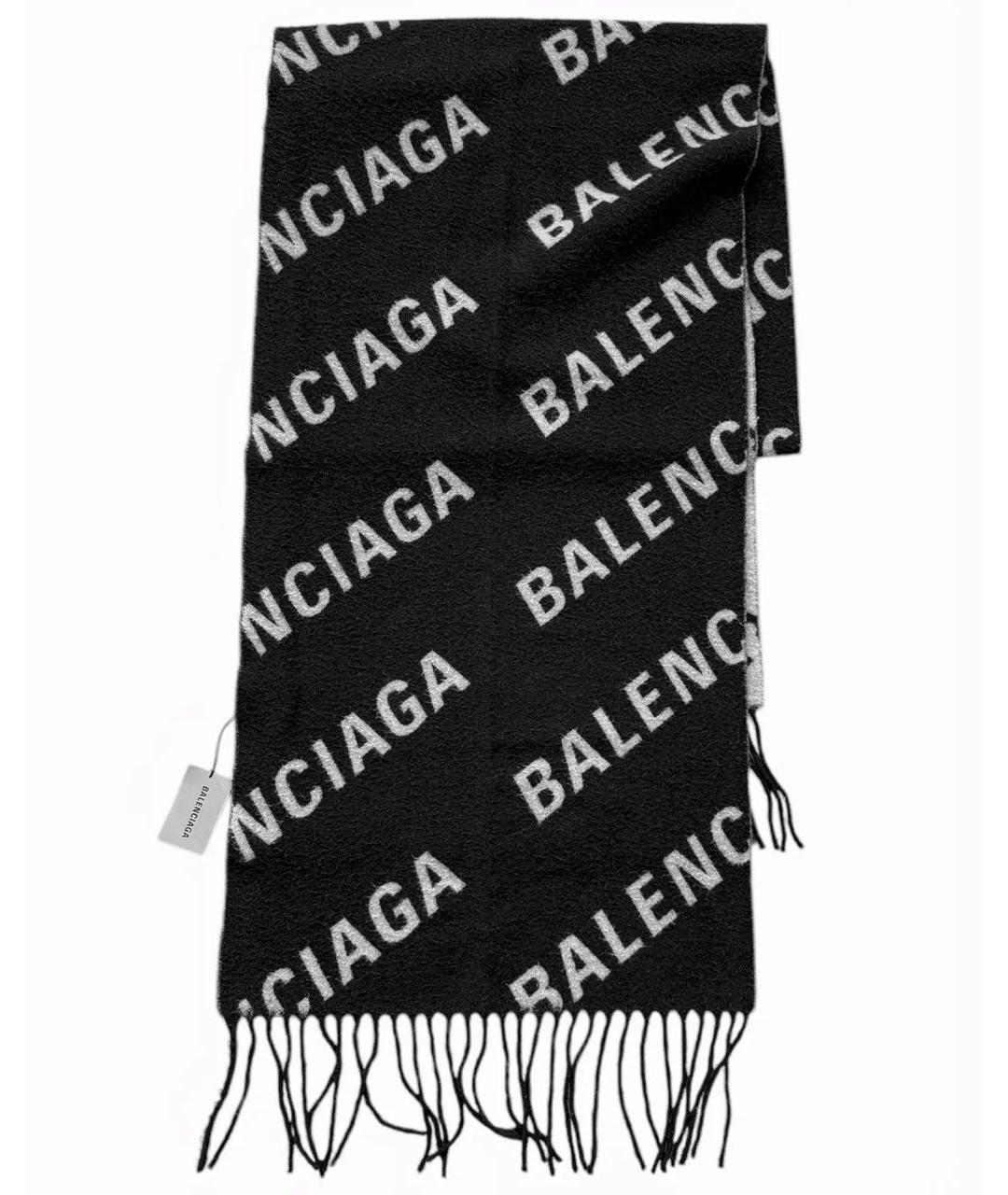 BALENCIAGA Черный шерстяной шарф, фото 3