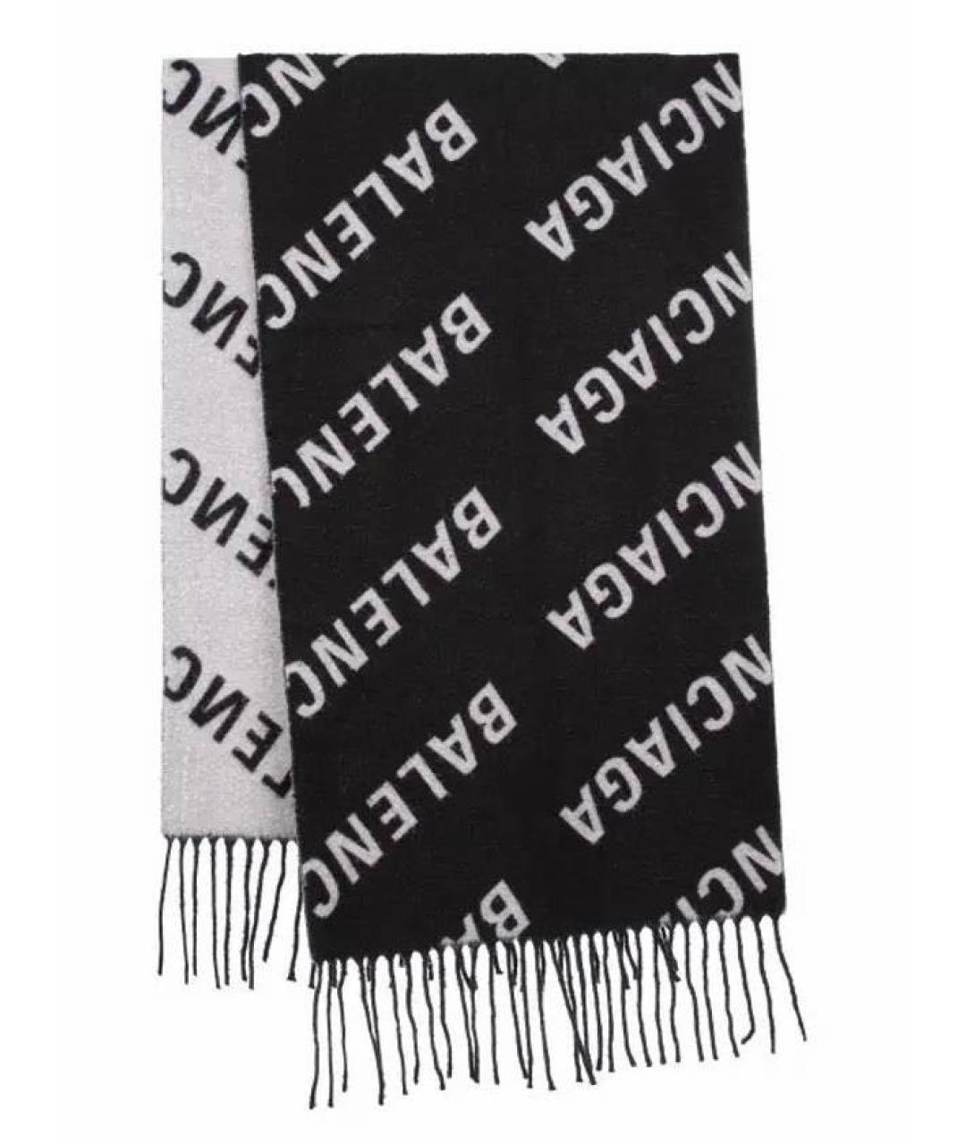 BALENCIAGA Черный шерстяной шарф, фото 1