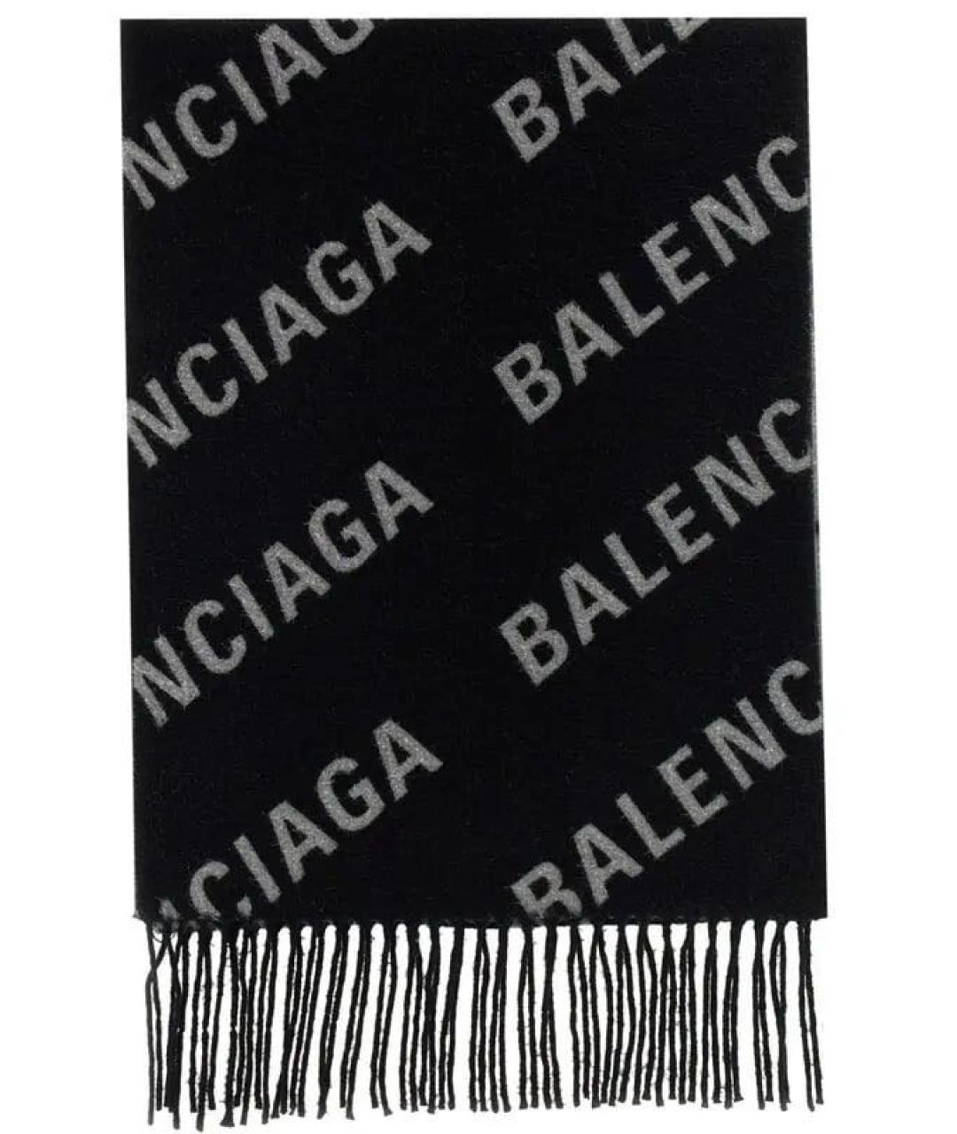 BALENCIAGA Черный шерстяной шарф, фото 4