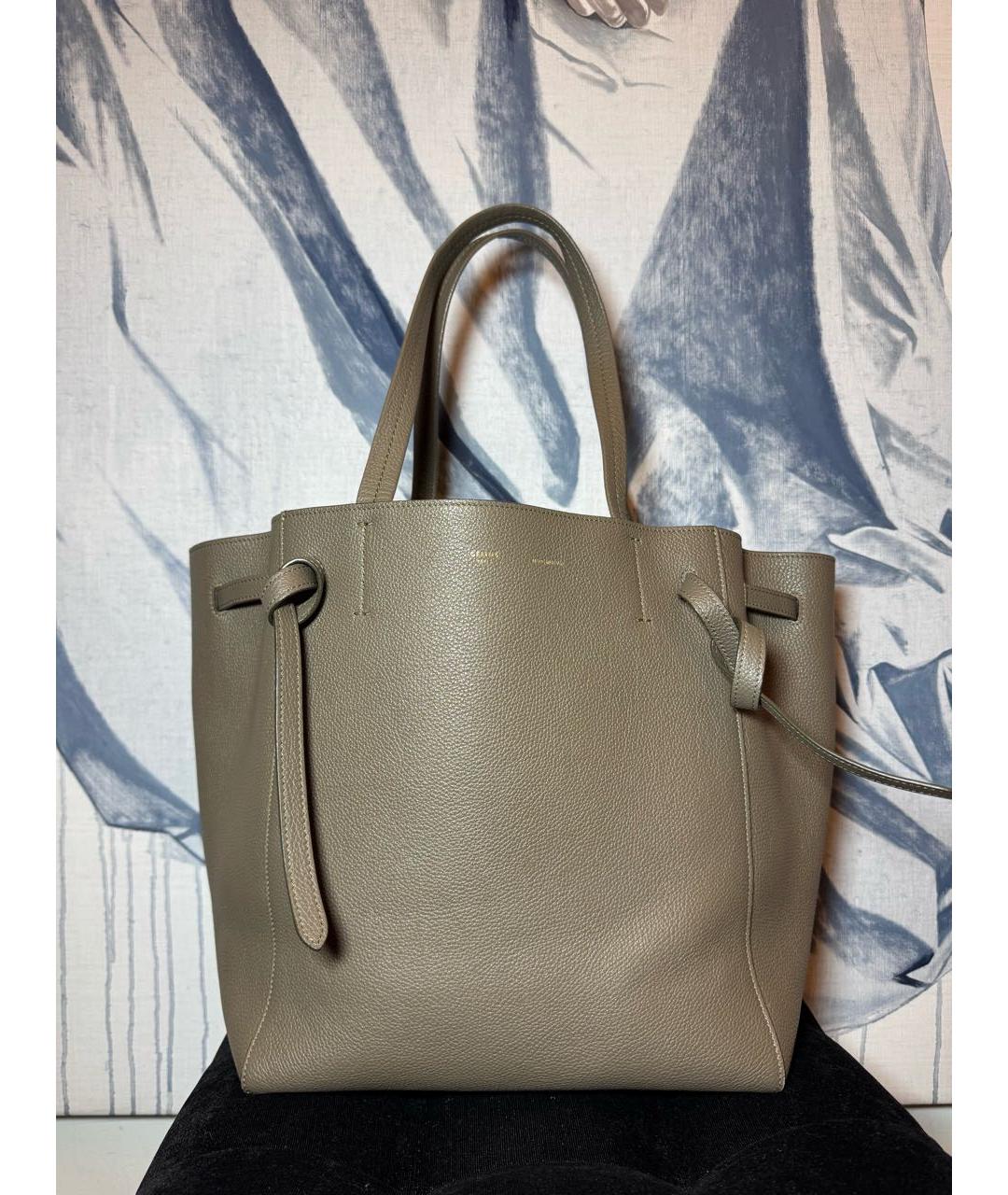 CELINE Бежевая кожаная сумка тоут, фото 5