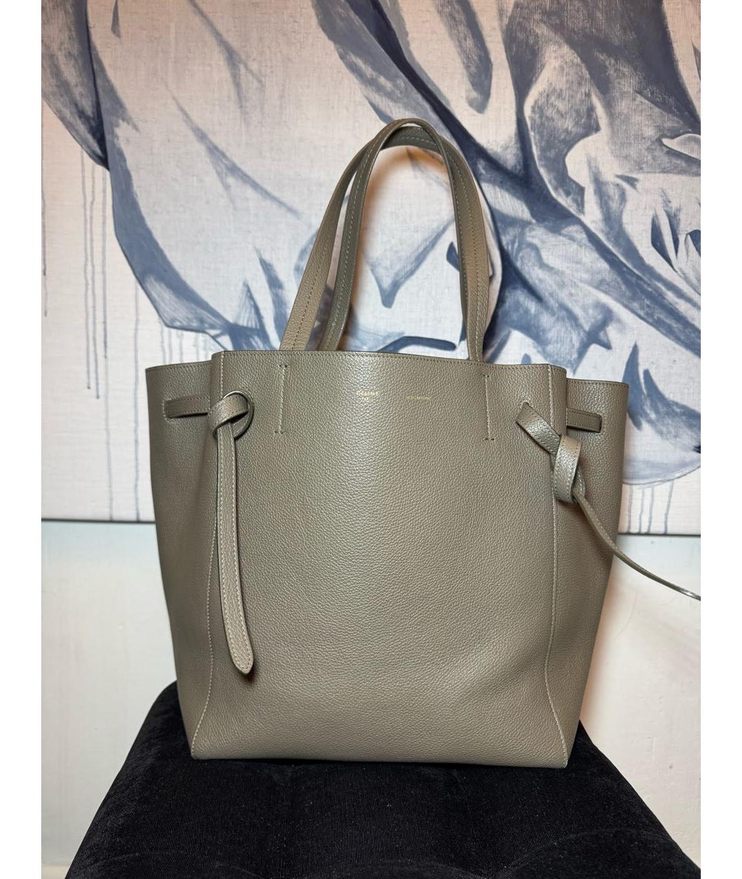 CELINE Бежевая кожаная сумка тоут, фото 6