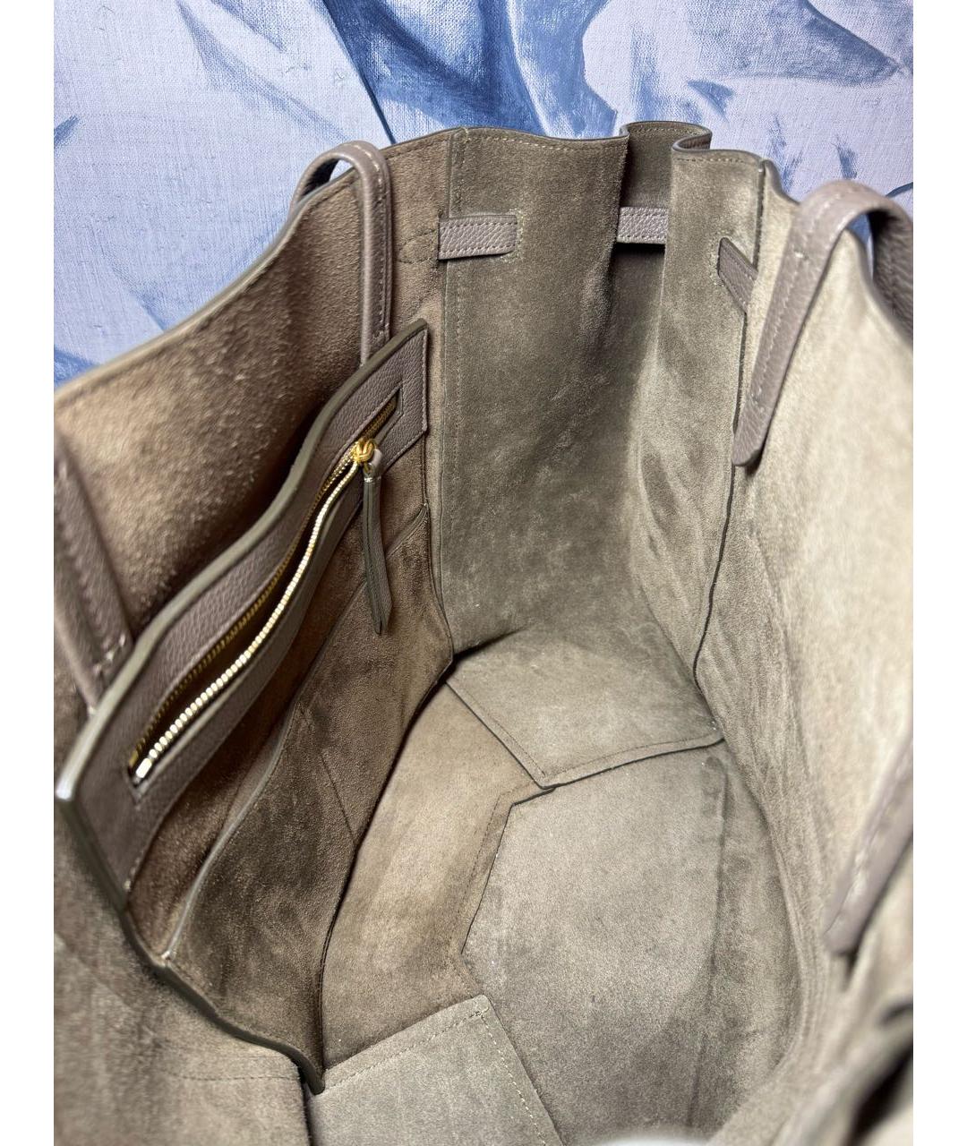 CELINE Бежевая кожаная сумка тоут, фото 4