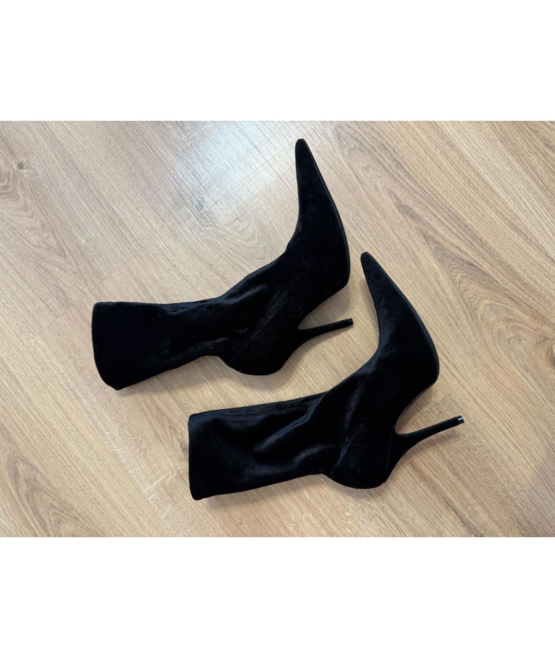 BALENCIAGA Черные бархатные ботильоны, фото 2