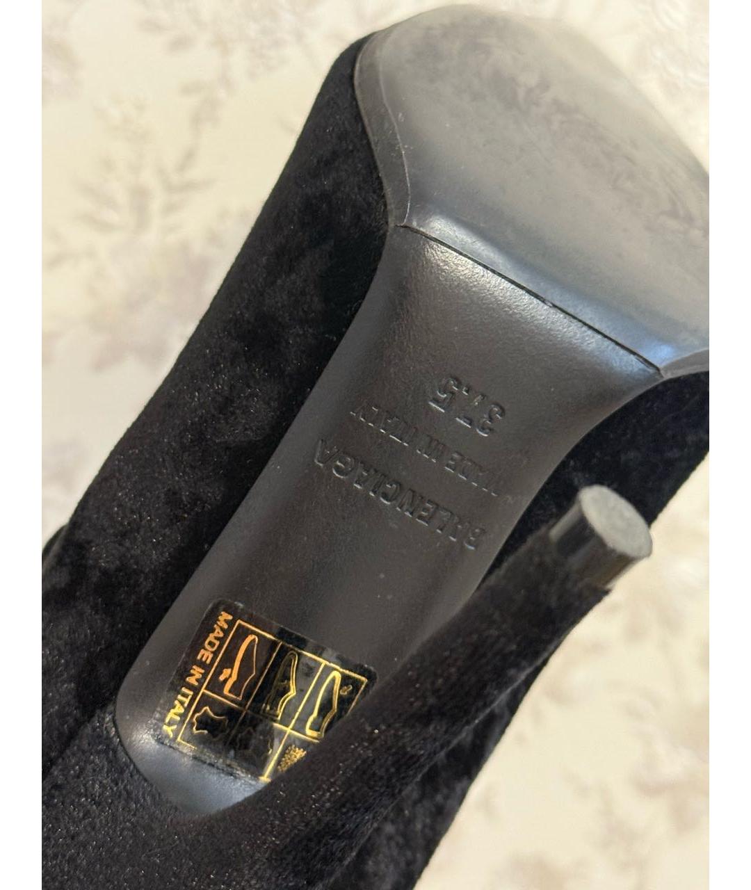 BALENCIAGA Черные бархатные ботильоны, фото 4
