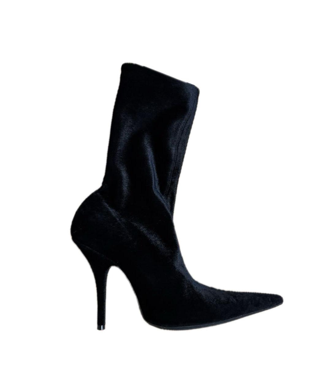 BALENCIAGA Черные бархатные ботильоны, фото 1