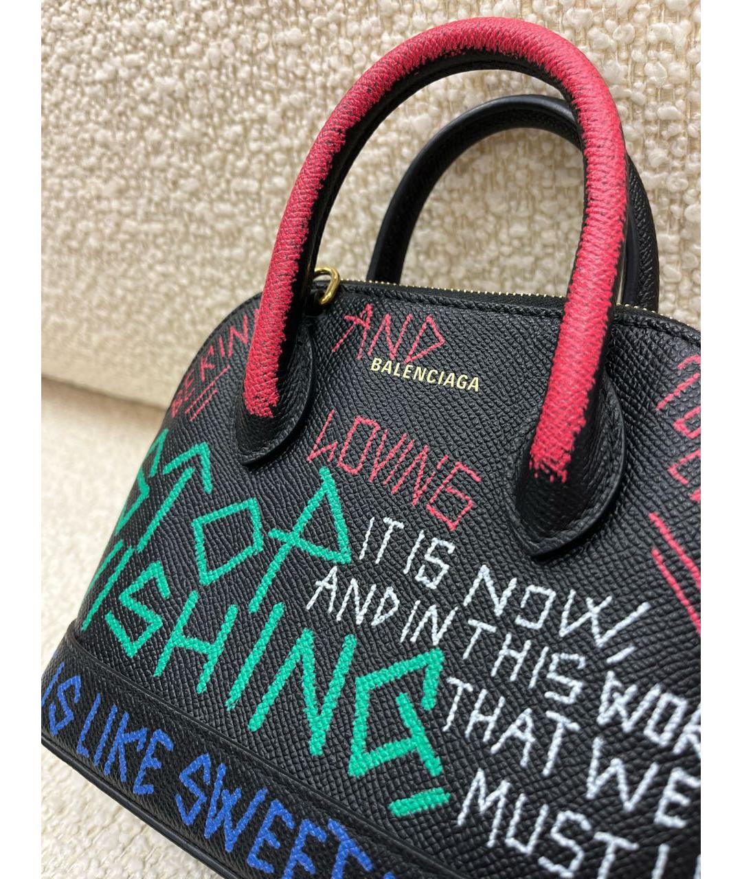 BALENCIAGA Черная кожаная сумка с короткими ручками, фото 5