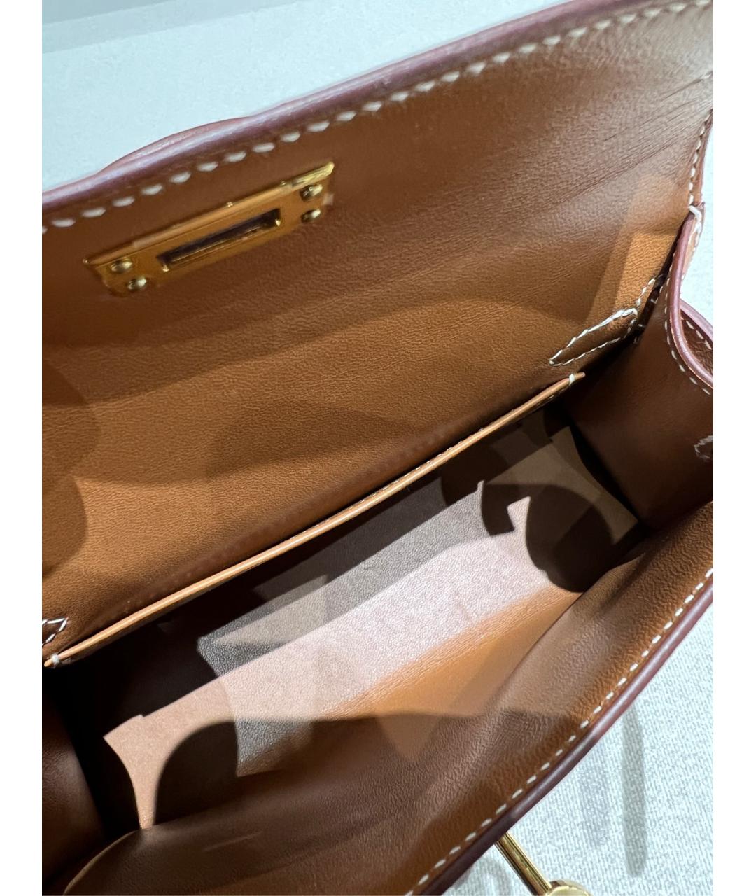 HERMES Коричневая кожаная сумка с короткими ручками, фото 8