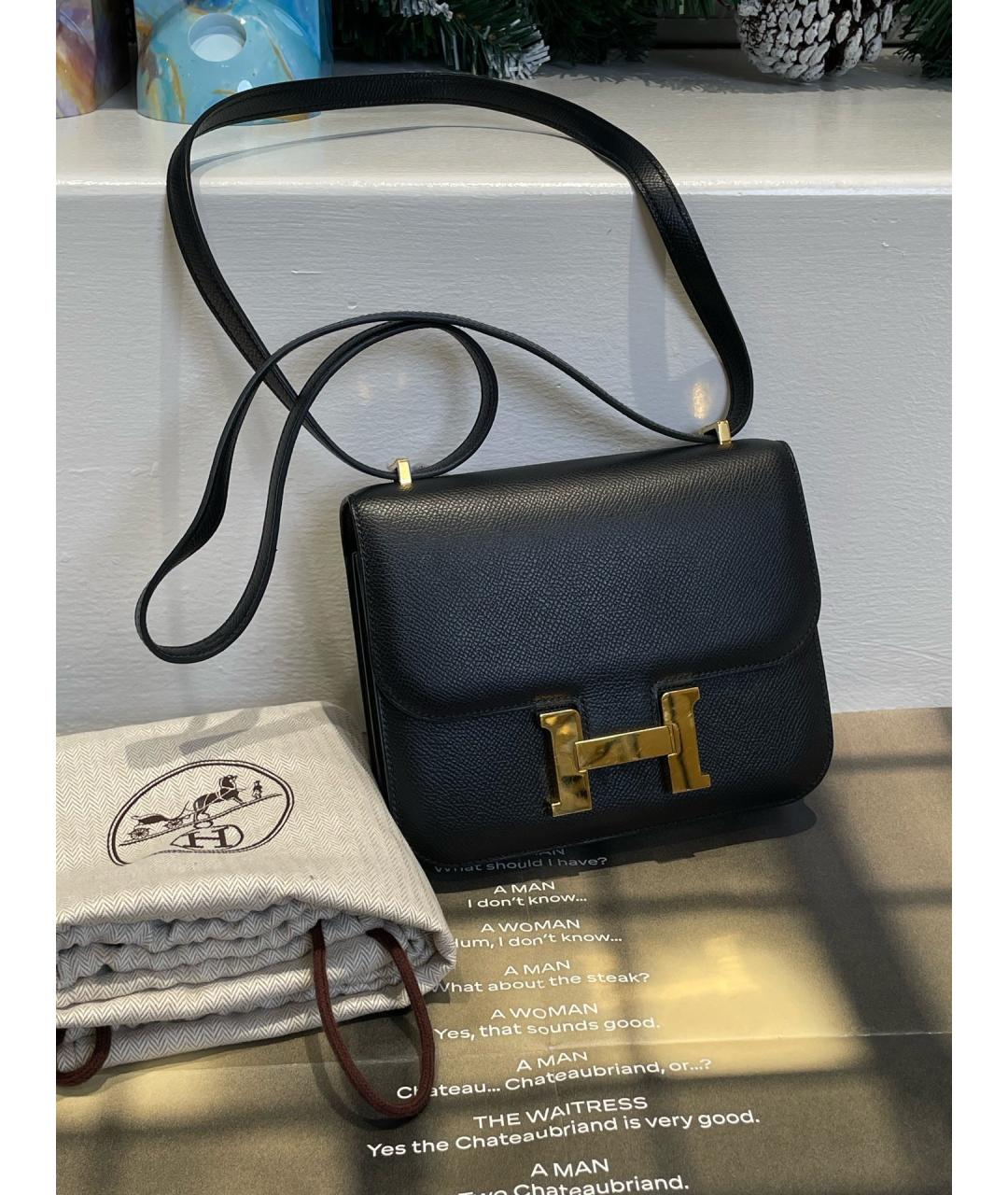 HERMES Черная кожаная сумка через плечо, фото 10
