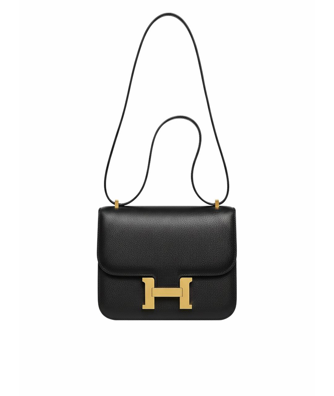 HERMES Черная кожаная сумка через плечо, фото 1