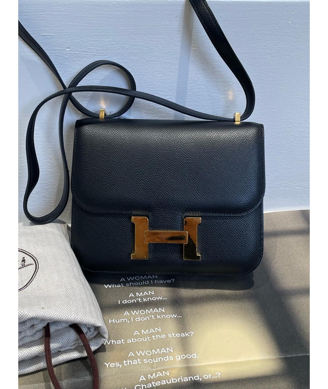 HERMES Черная кожаная сумка через плечо, фото 2