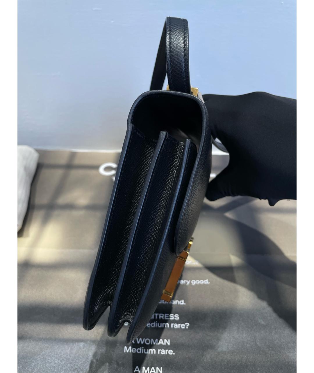 HERMES Черная кожаная сумка через плечо, фото 5