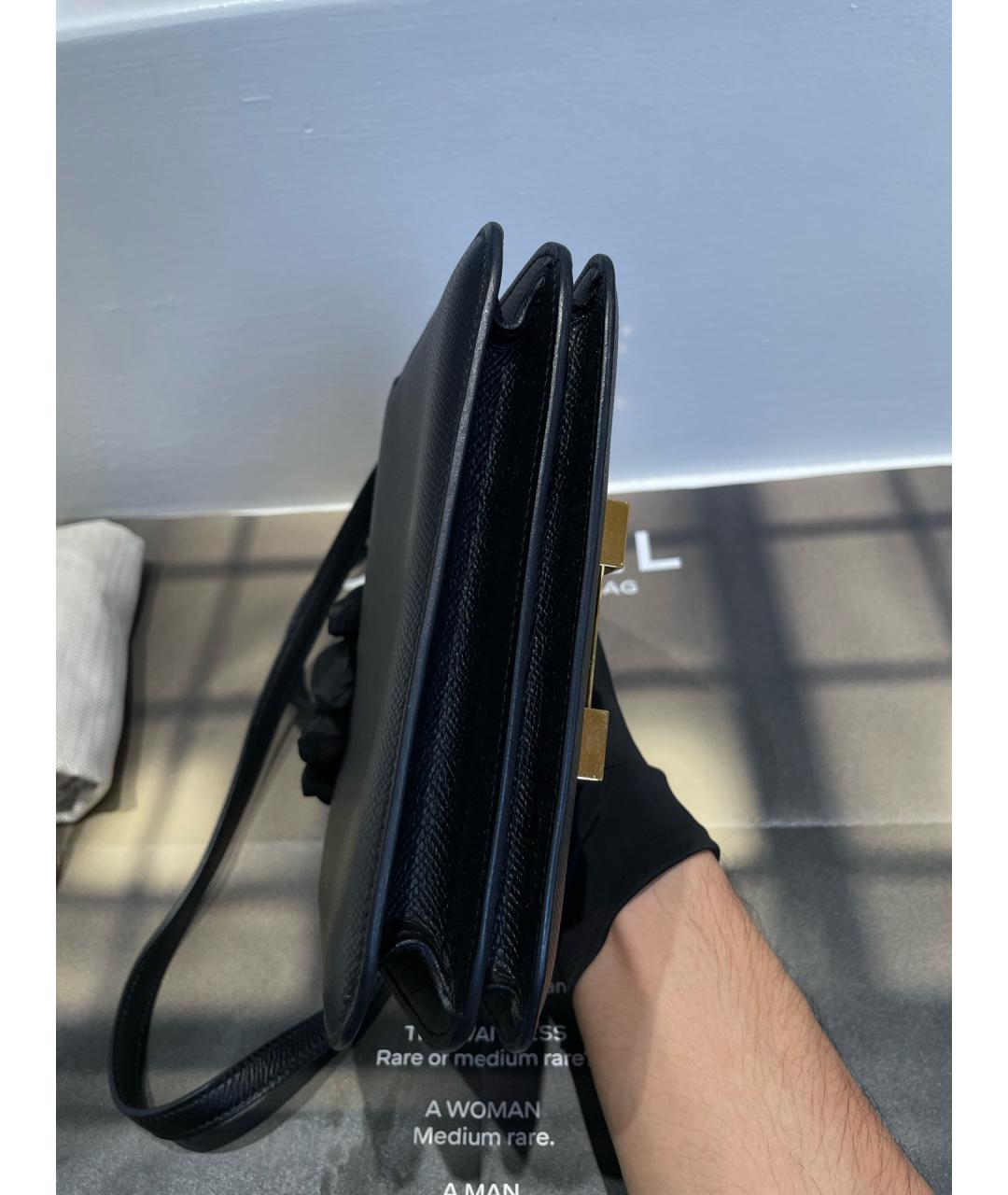 HERMES Черная кожаная сумка через плечо, фото 6