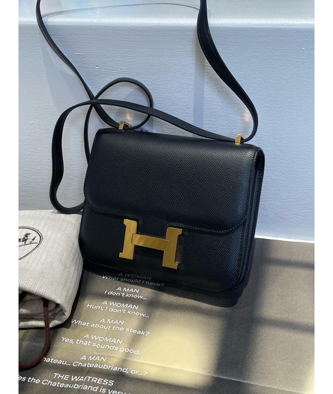 HERMES Черная кожаная сумка через плечо, фото 3