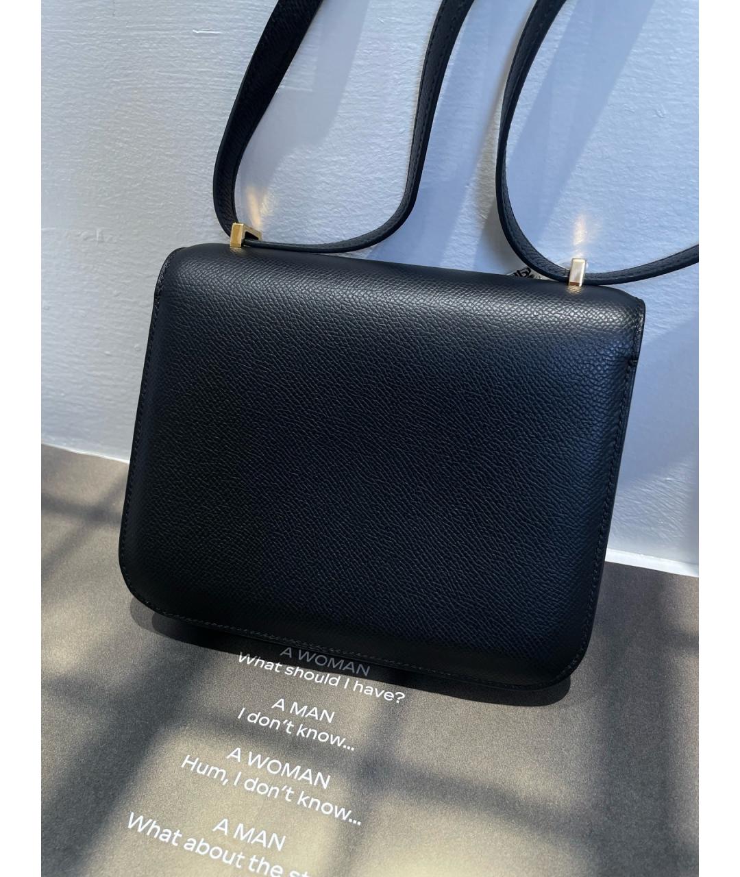 HERMES Черная кожаная сумка через плечо, фото 7