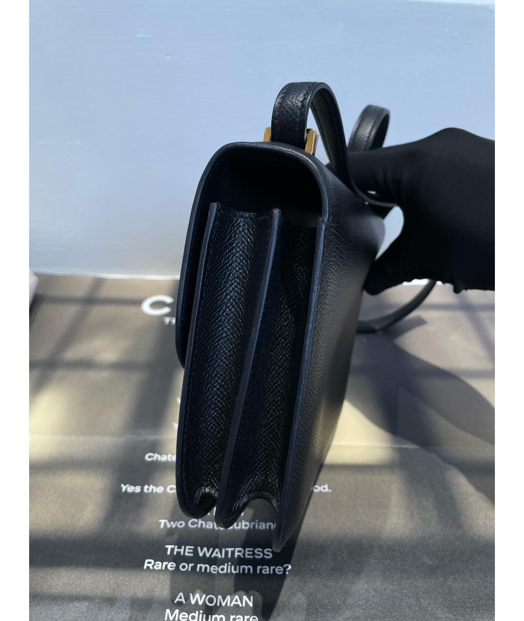 HERMES Черная кожаная сумка через плечо, фото 4