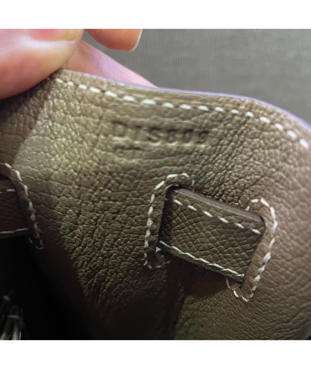 HERMES Серая кожаная сумка с короткими ручками, фото 8