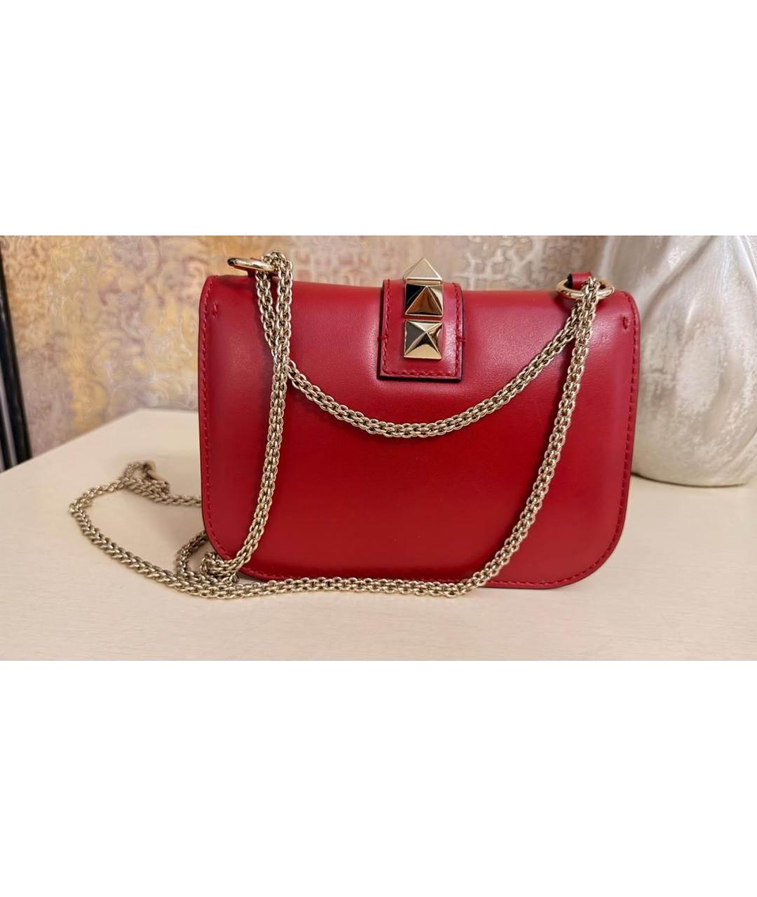 VALENTINO Красная кожаная сумка через плечо, фото 3