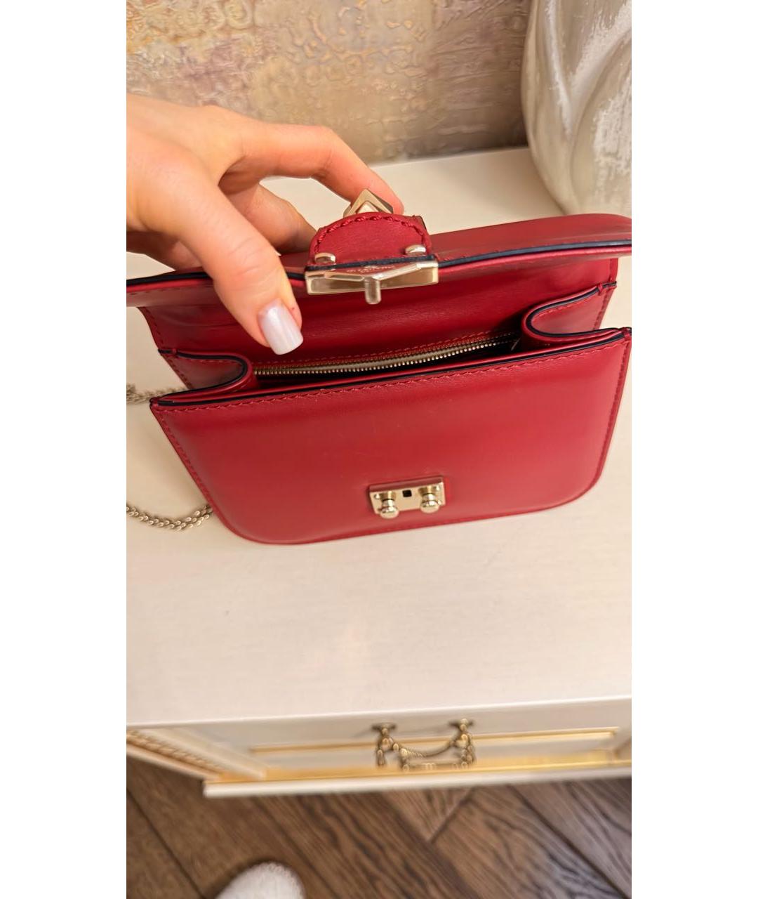 VALENTINO Красная кожаная сумка через плечо, фото 4