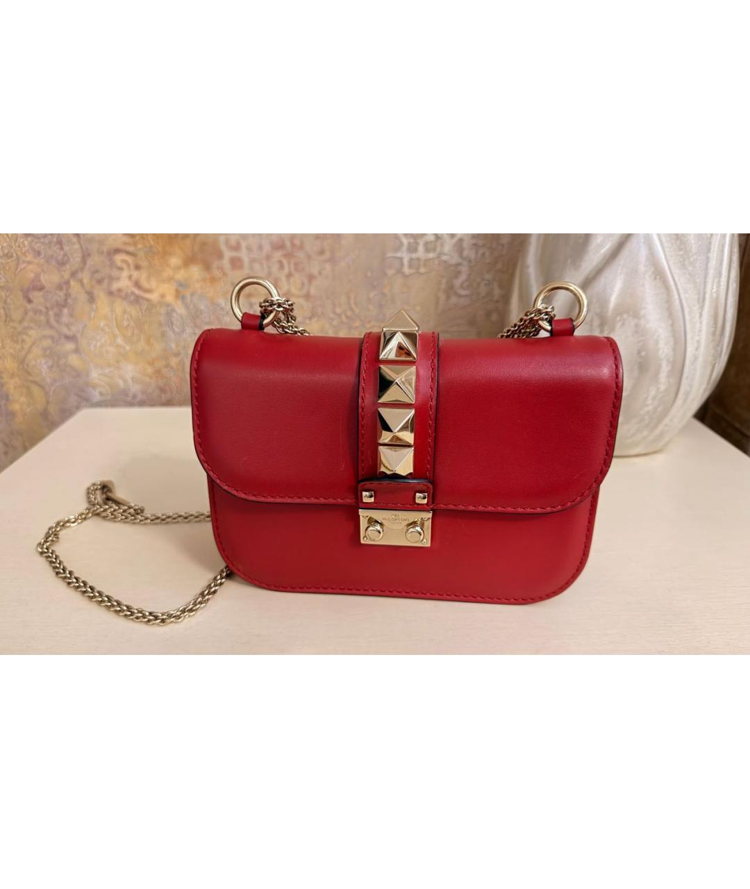 VALENTINO Красная кожаная сумка через плечо, фото 5