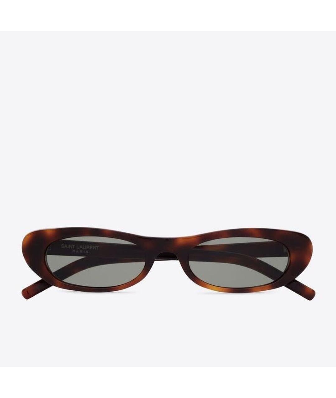 SAINT LAURENT Коричневые пластиковые солнцезащитные очки, фото 9