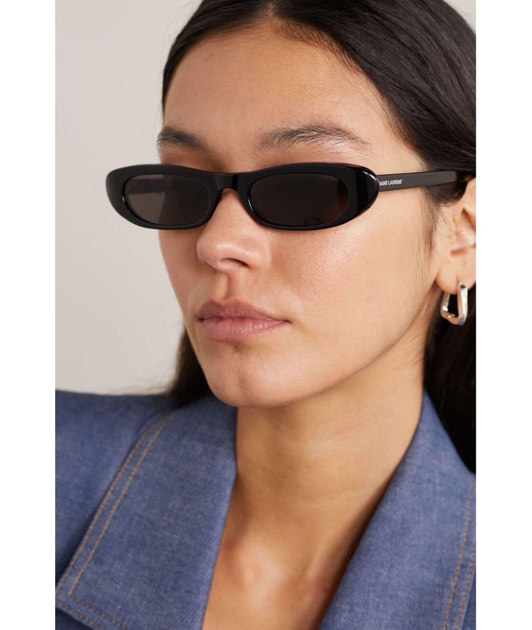 SAINT LAURENT Коричневые пластиковые солнцезащитные очки, фото 7