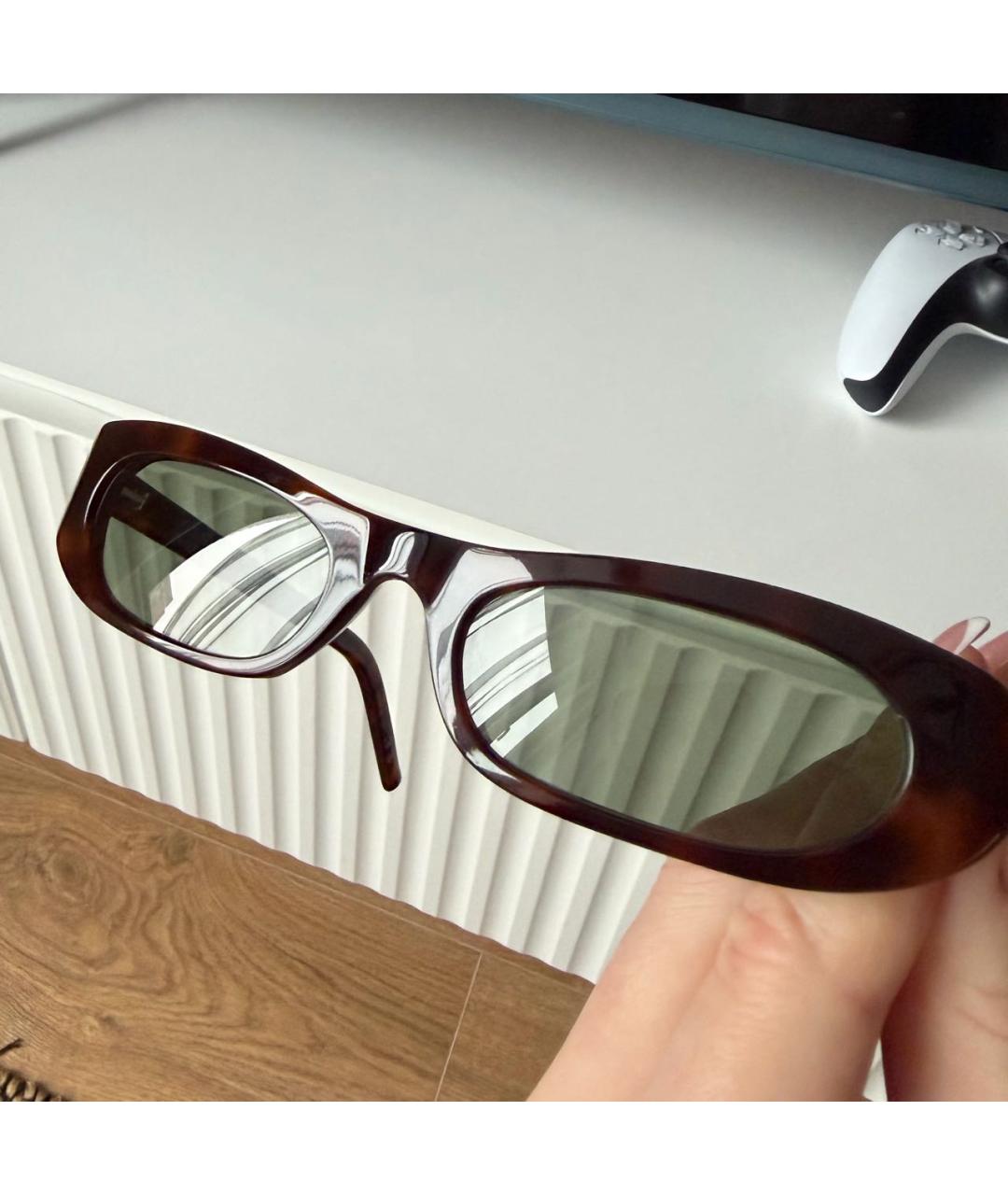 SAINT LAURENT Коричневые пластиковые солнцезащитные очки, фото 6