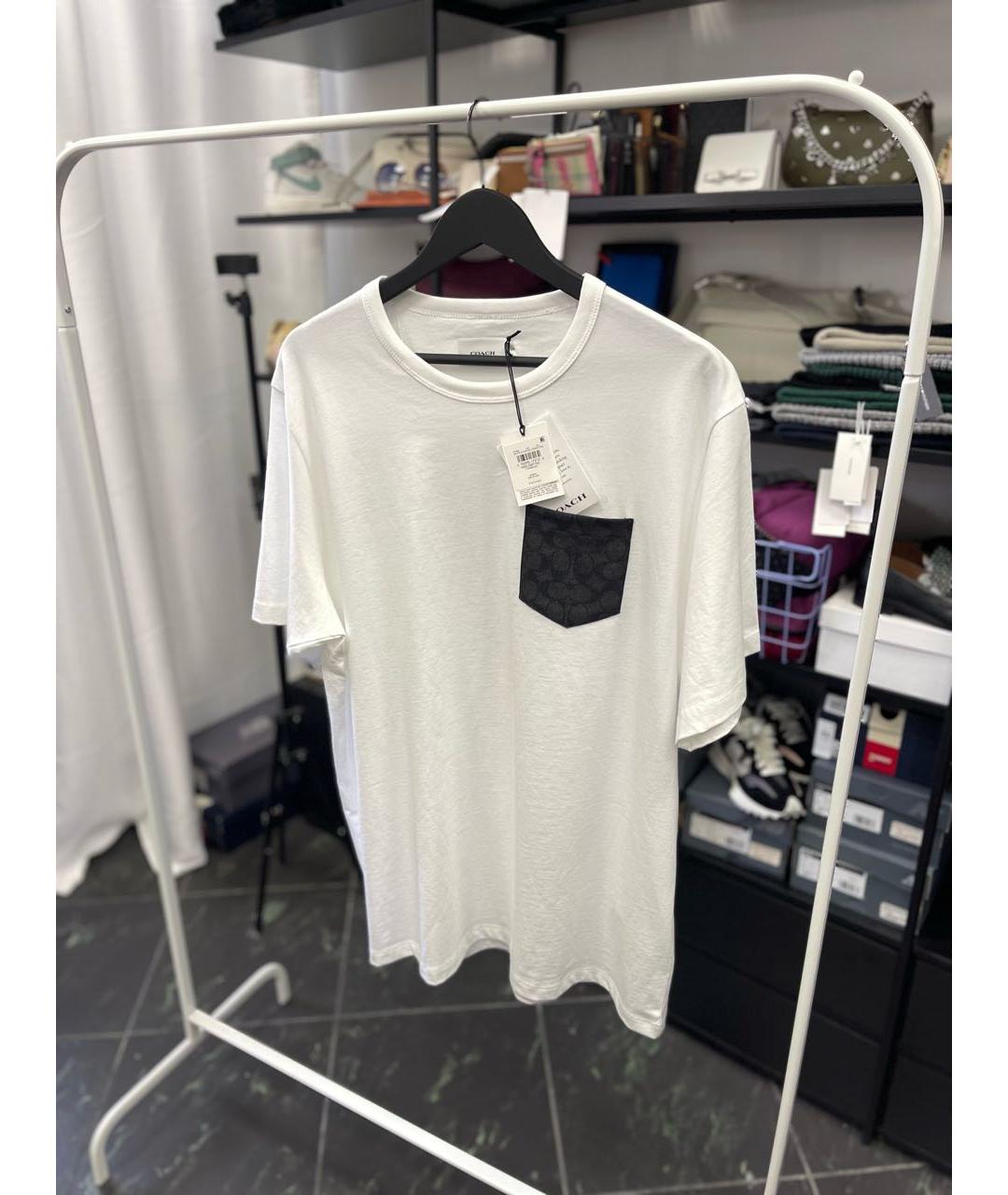 COACH Белая хлопковая футболка, фото 4