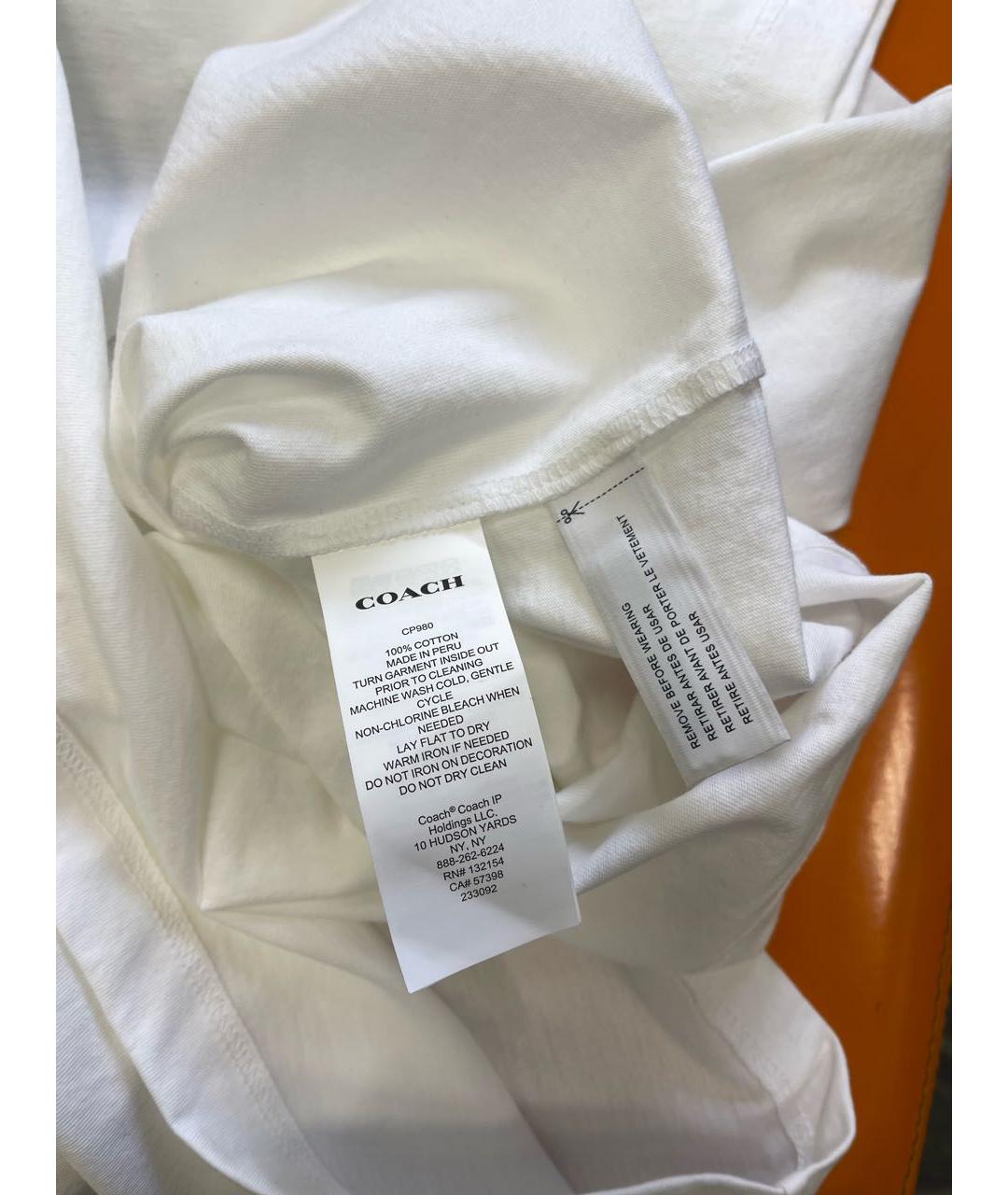 COACH Белая хлопковая футболка, фото 7