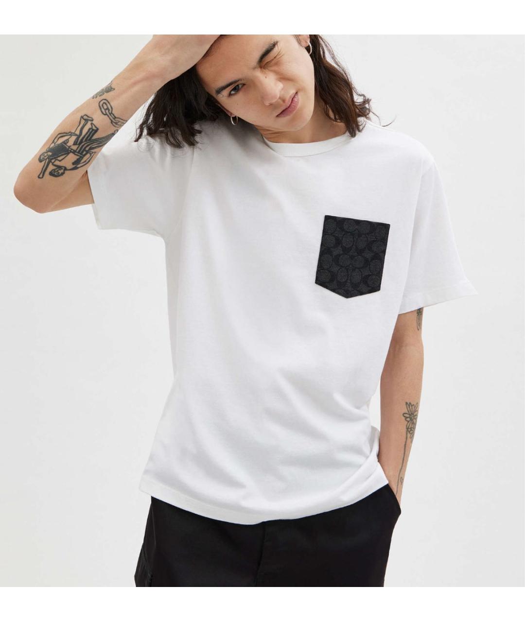 COACH Белая хлопковая футболка, фото 2