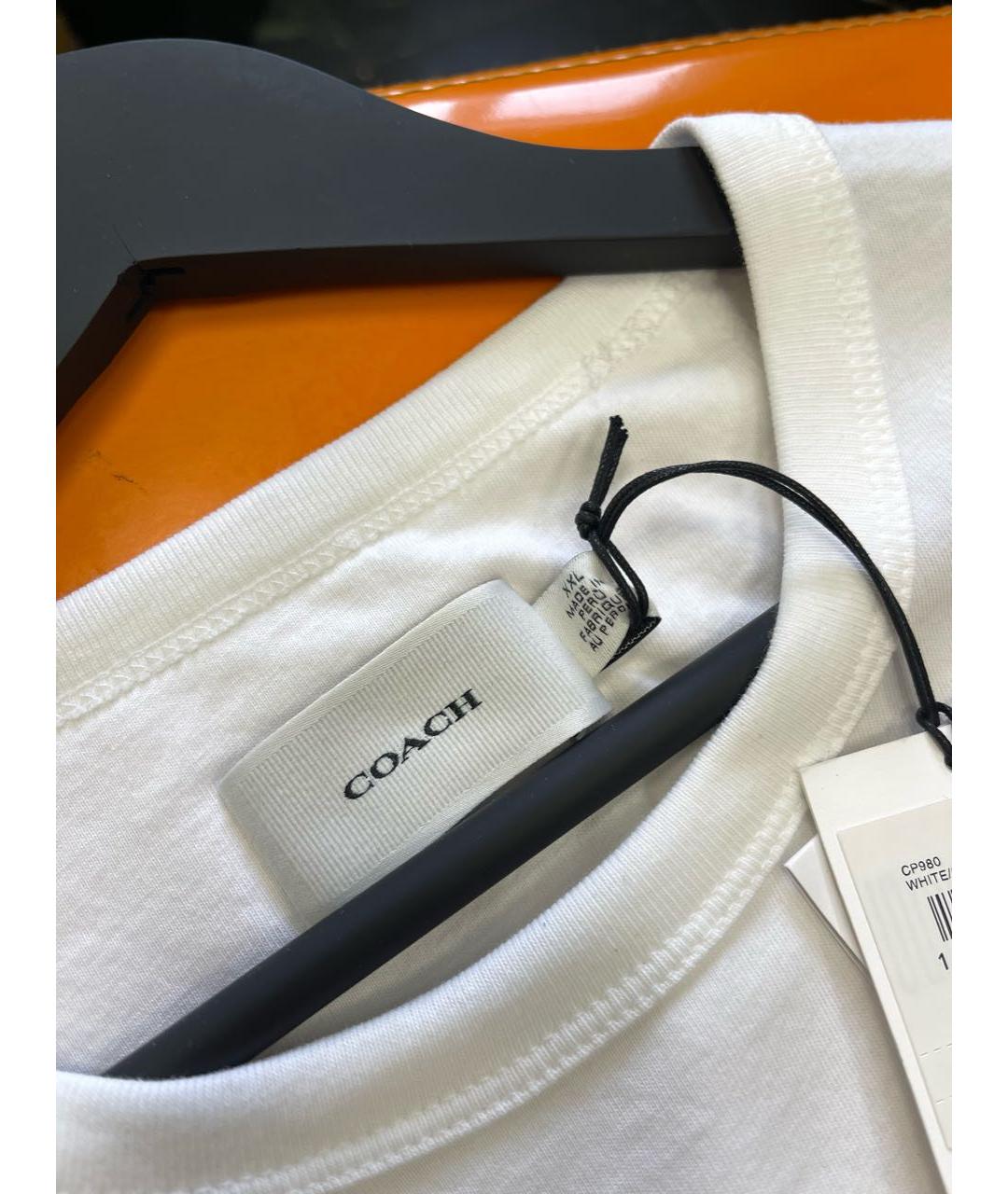 COACH Белая хлопковая футболка, фото 8