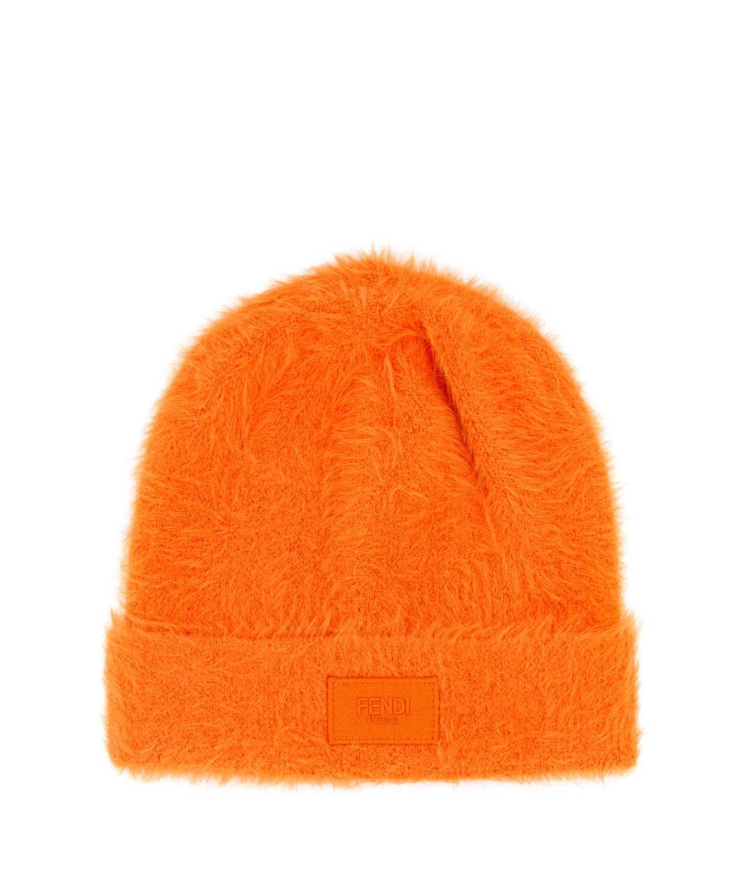 FENDI Оранжевая синтетическая шапка, фото 1