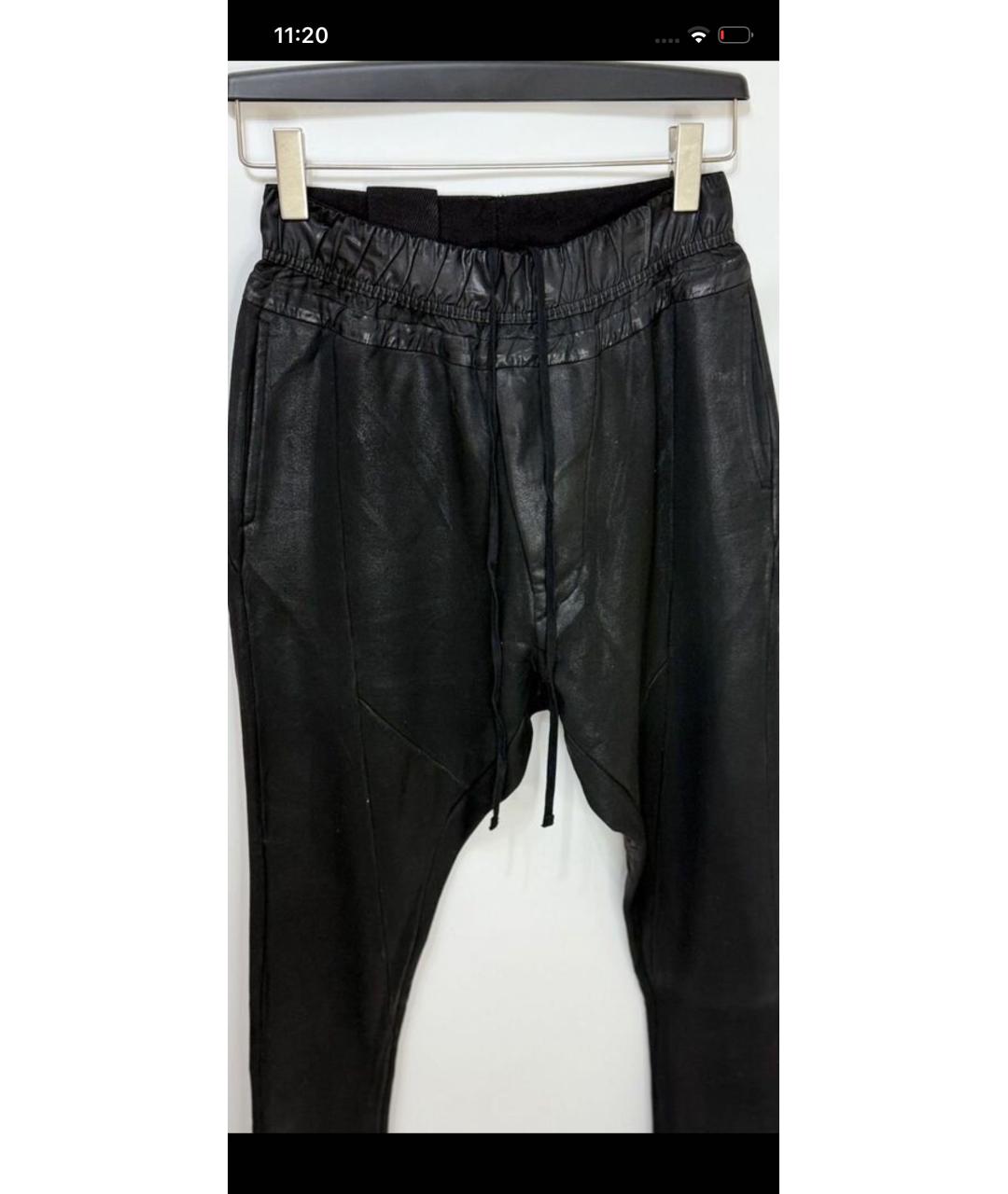 RICK OWENS Черные хлопковые повседневные брюки, фото 2