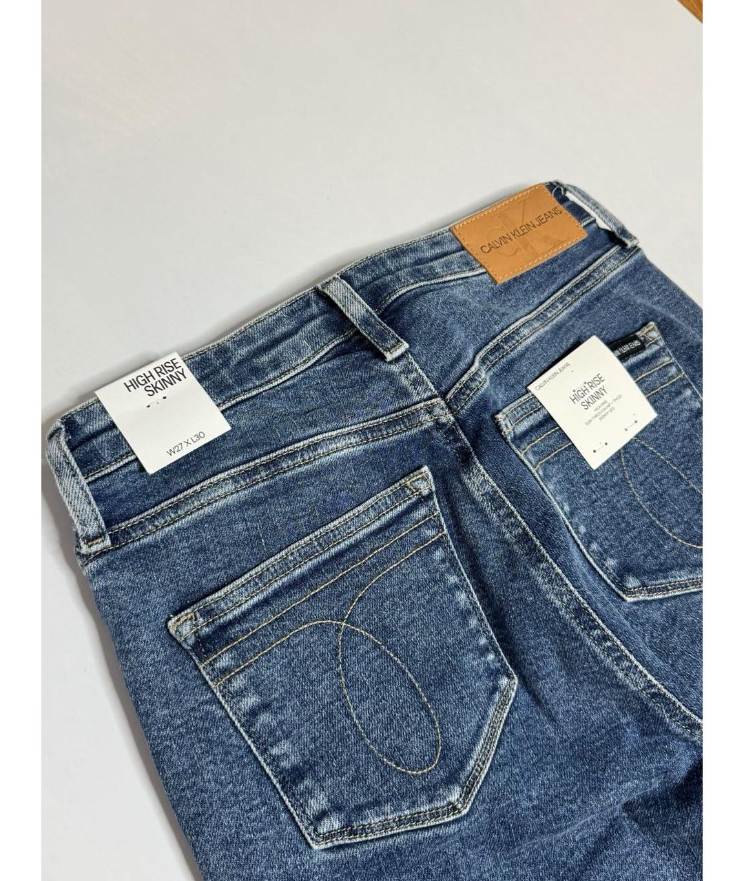 CALVIN KLEIN Синие хлопко-эластановые джинсы слим, фото 4