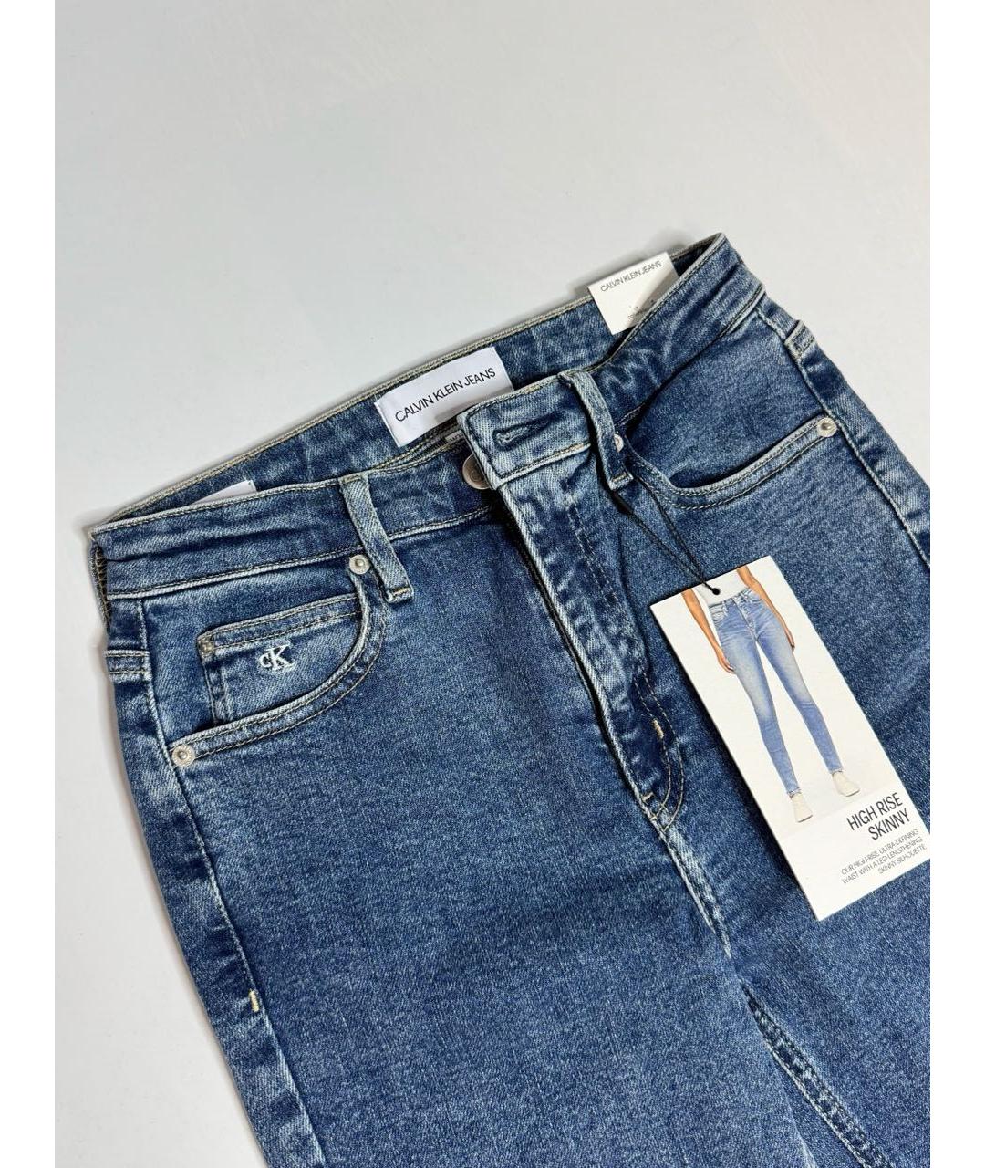 CALVIN KLEIN Синие хлопко-эластановые джинсы слим, фото 3