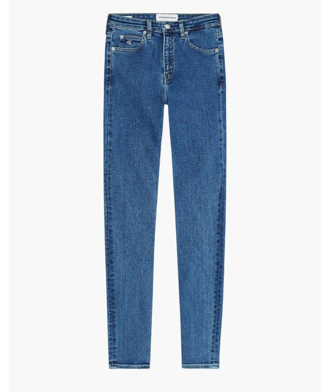 CALVIN KLEIN Синие хлопко-эластановые джинсы слим, фото 6