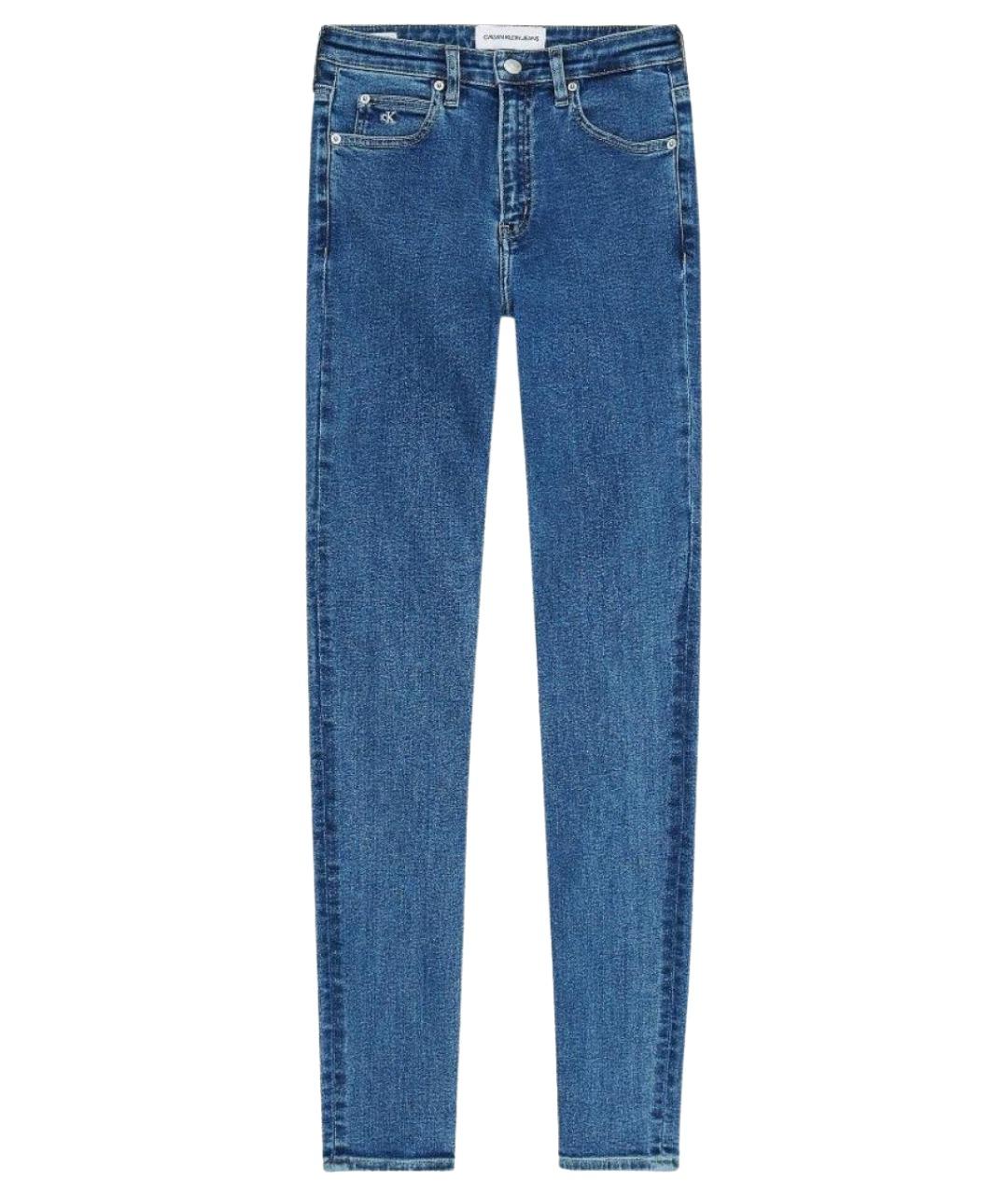 CALVIN KLEIN Синие хлопко-эластановые джинсы слим, фото 1