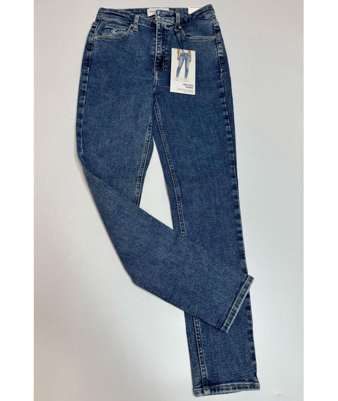 CALVIN KLEIN Синие хлопко-эластановые джинсы слим, фото 2