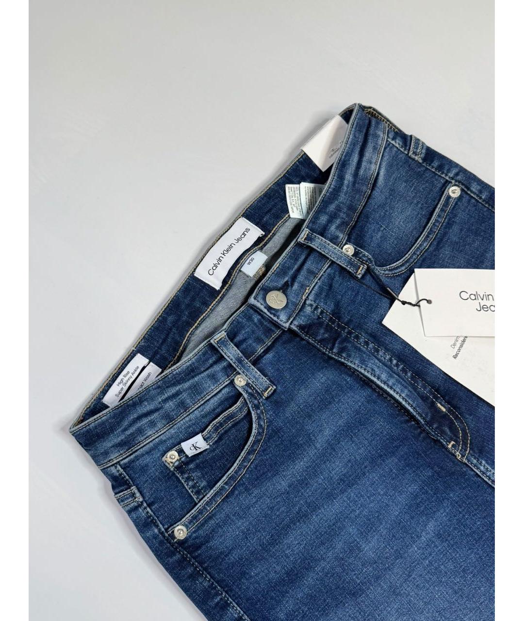 CALVIN KLEIN Синие хлопко-эластановые джинсы слим, фото 4