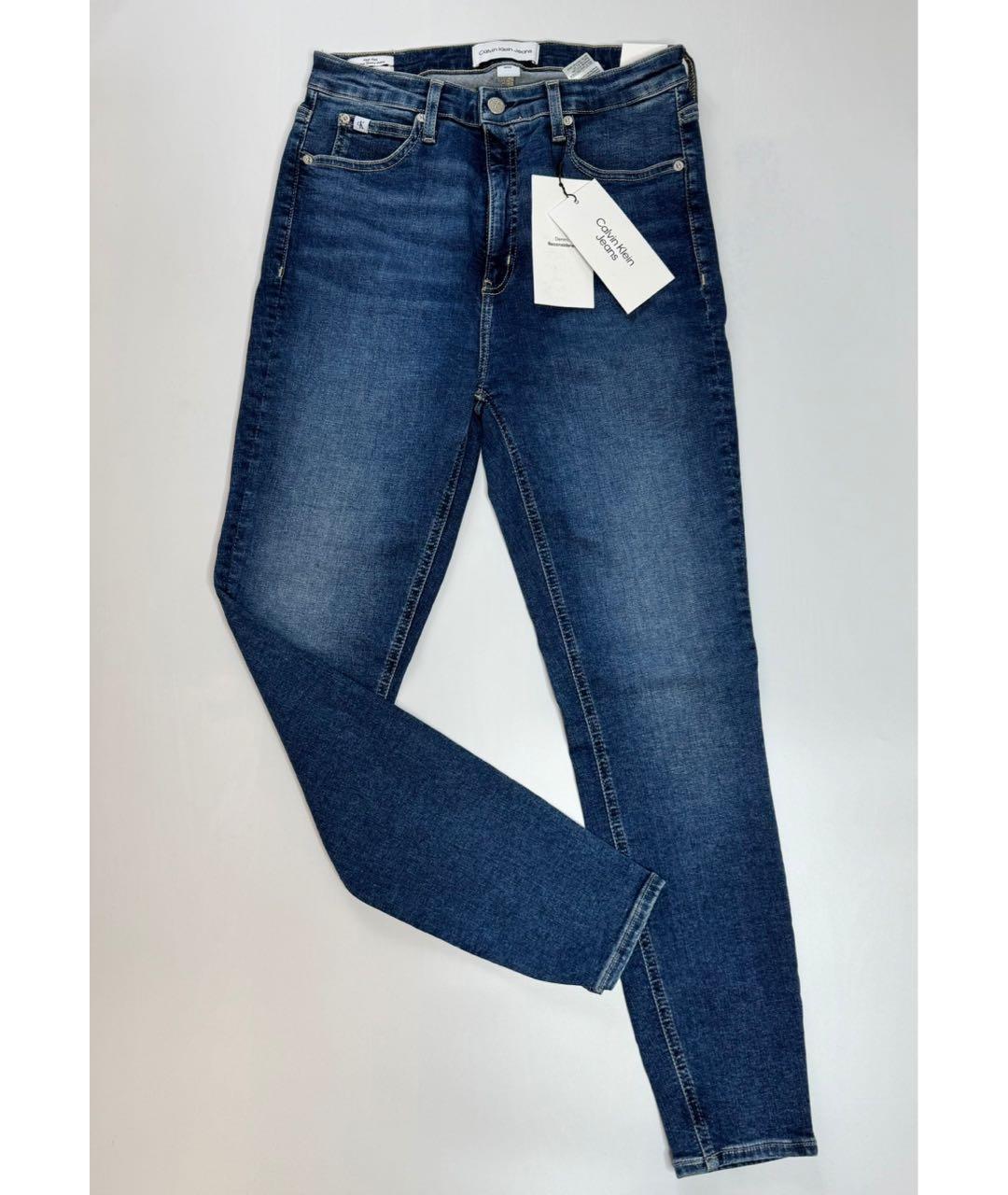 CALVIN KLEIN Синие хлопко-эластановые джинсы слим, фото 2