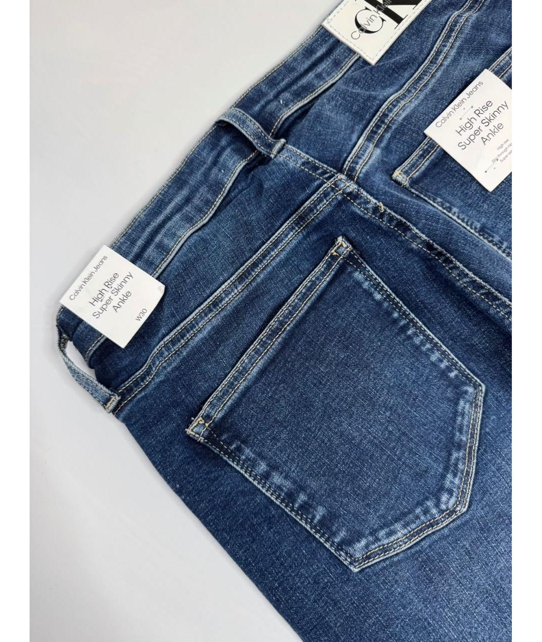 CALVIN KLEIN Синие хлопко-эластановые джинсы слим, фото 3